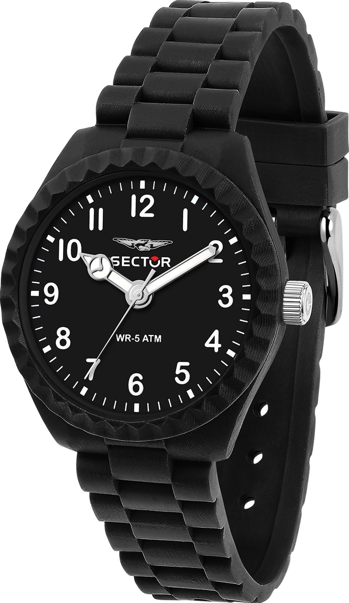 groß Analog, Sector Fashion, Herren Herren Sector Quarzuhr Feinbearbeitung: schwarz, rund, matt Silikonarmband Armbanduhr Silikon Armbanduhr (44mm),