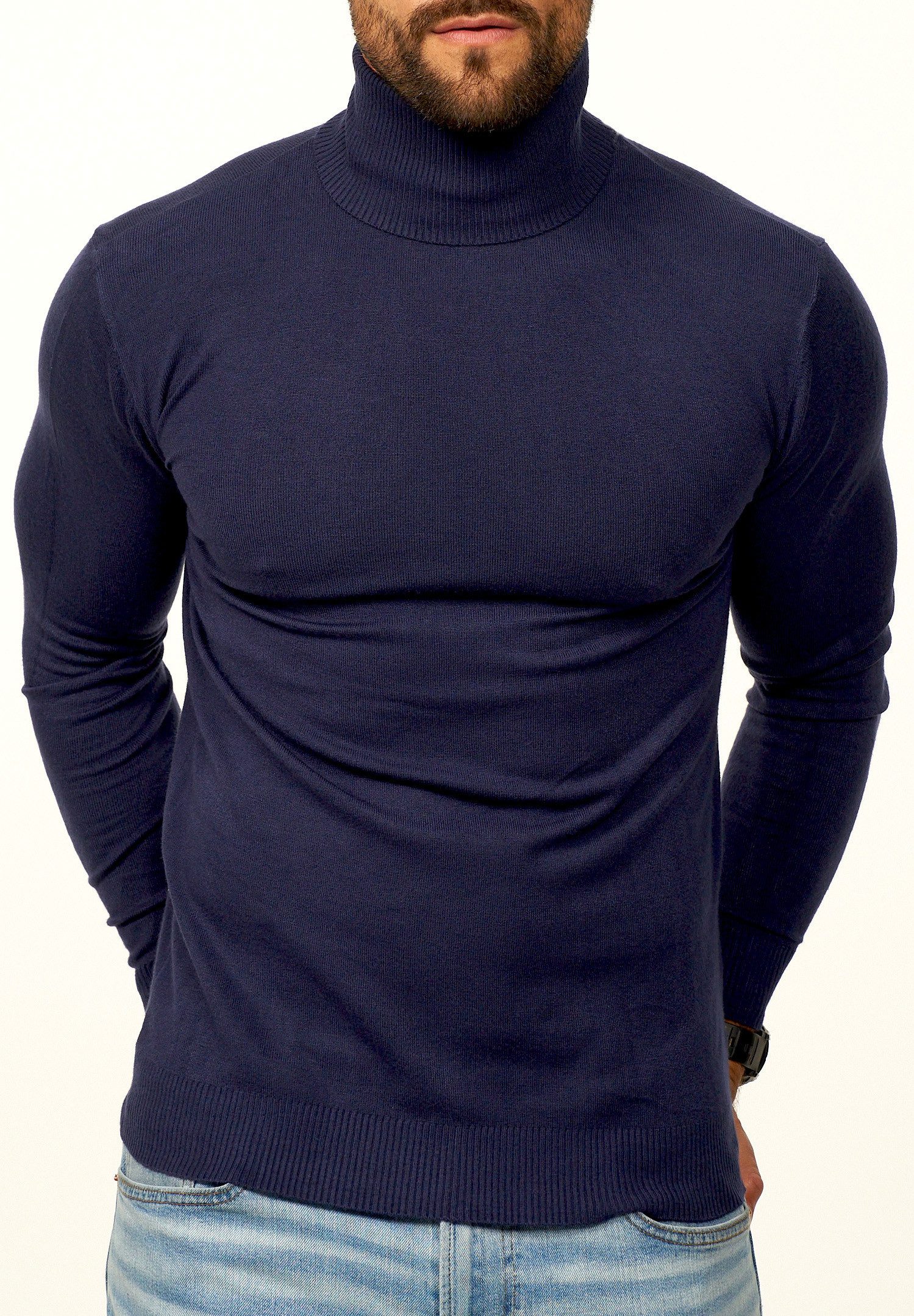DAILY COTTON Rollkragenpullover als Feinstrick Pulli in Slim Fit für Herren günstig online kaufen