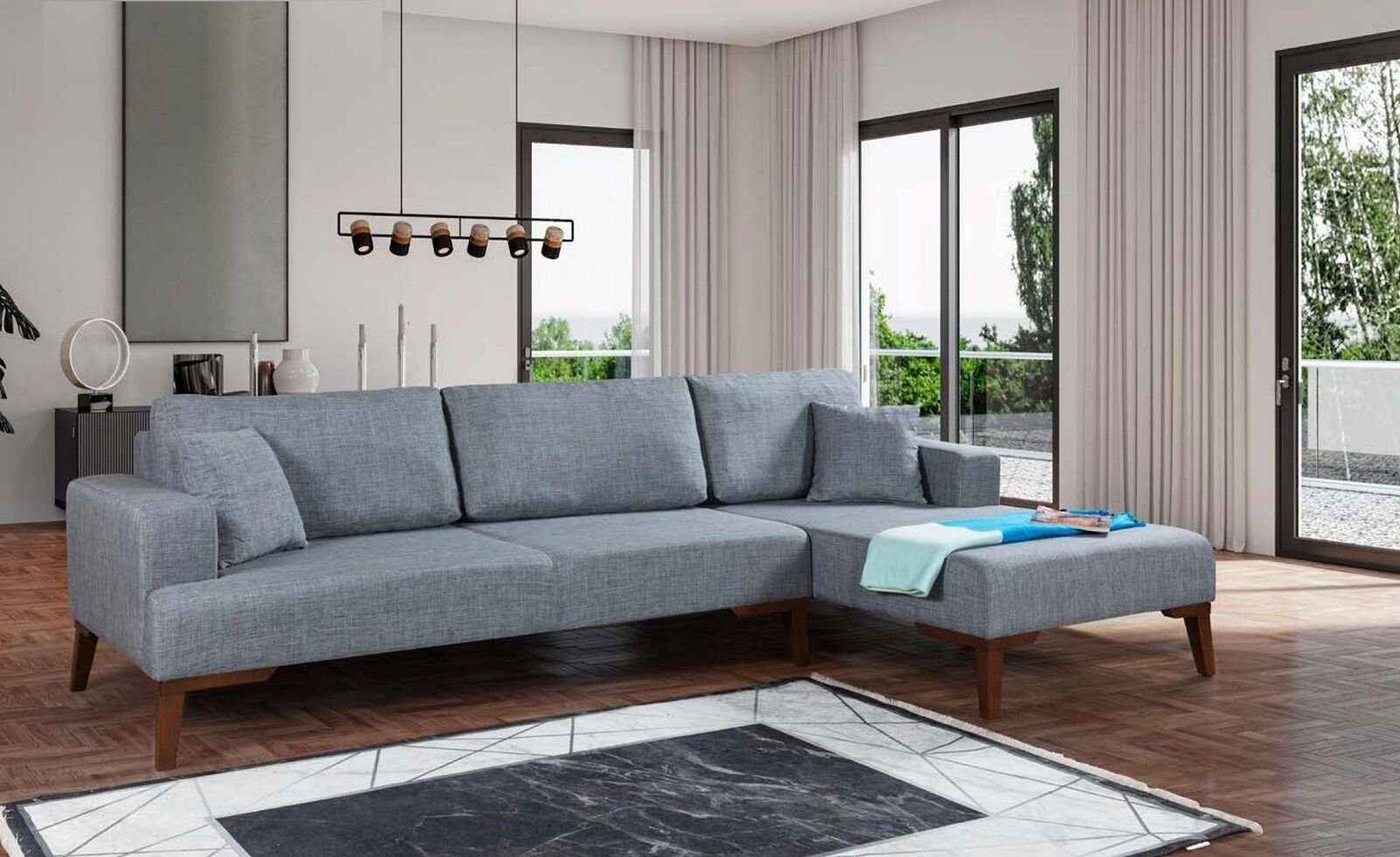 Grau JVmoebel Sofa Sofas Polsterung Moderne Couch Neu Design Textile Ecksofa Ecksofa