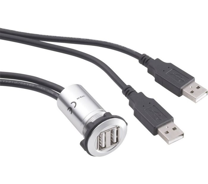 TRU COMPONENTS USB-Doppeleinbaubuchse 2.0 USB-06 2 x USB-Buchse Typ A auf 2 x USB-St USB-Kabel OI9781