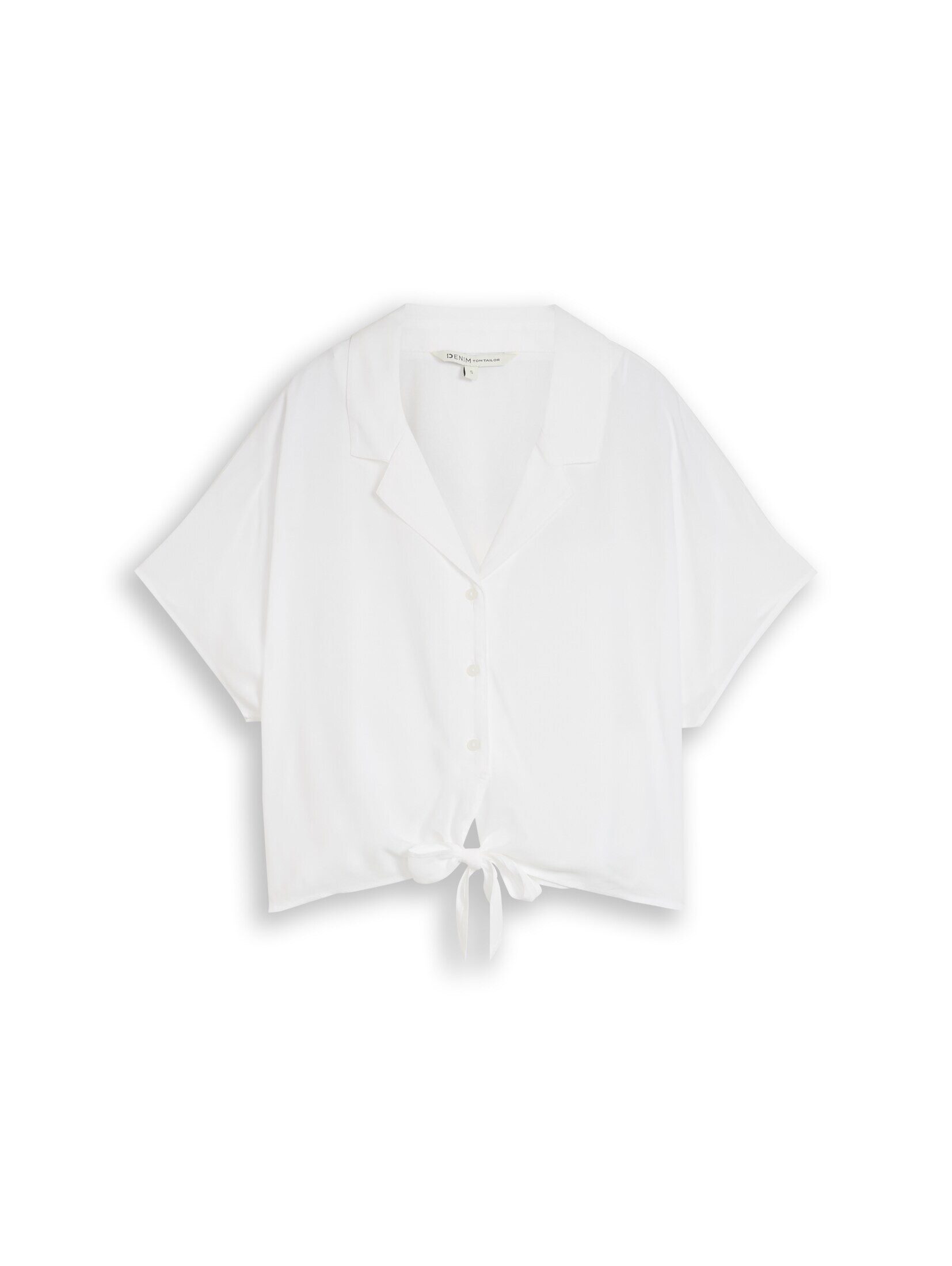 TOM TAILOR Denim Kurzarmbluse Blusen & Shirts Resort Hemdbluse mit Knotendetail