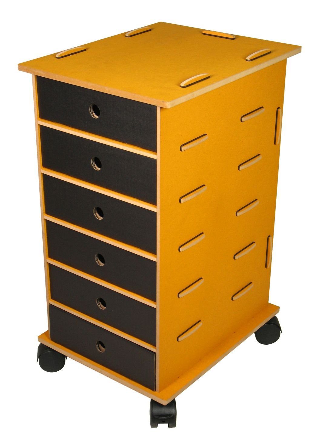 WERKHAUS® Rollcontainer Werkhaus - Rollcontainer Running Box Gelb Holz Büro- Akten- Schrank