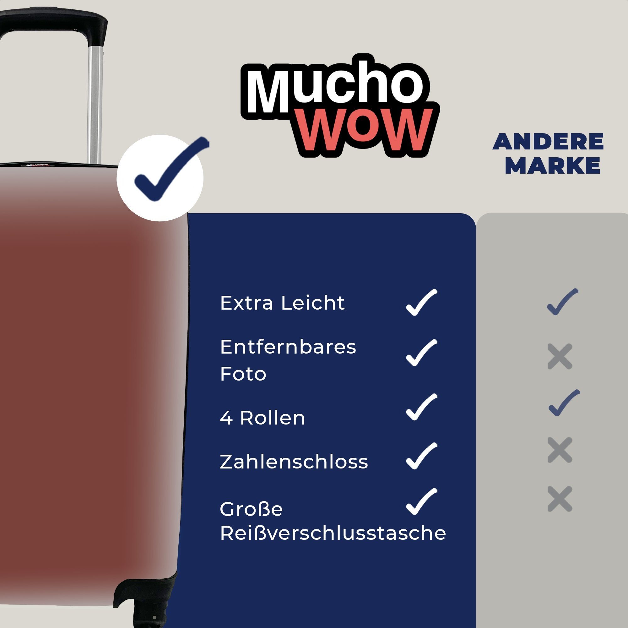 MuchoWow Handgepäckkoffer Palette Innenbereich, mit Rollen, Rot Reisekoffer - Handgepäck 4 Ferien, - für Trolley, rollen, Reisetasche