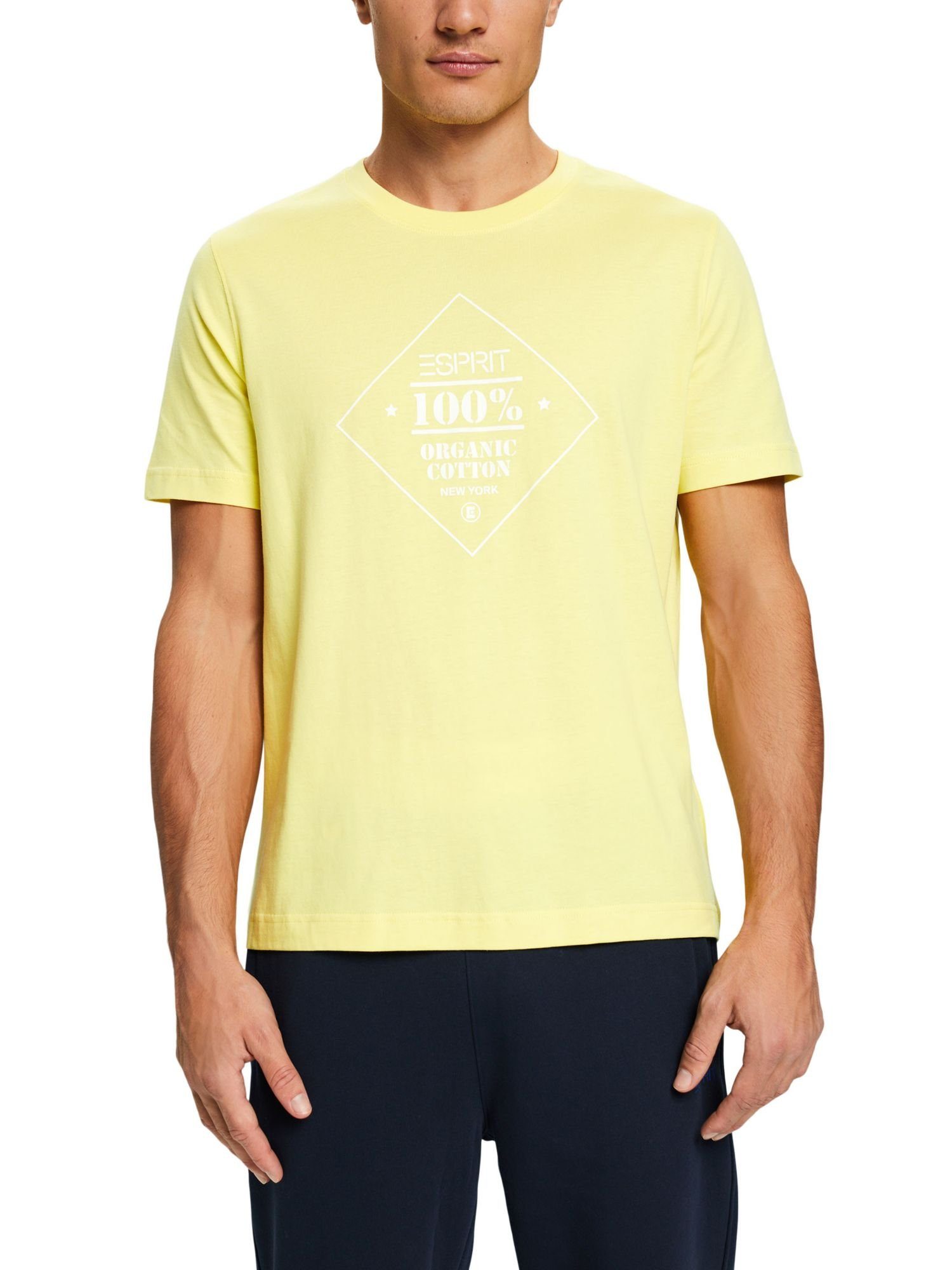(1-tlg) T-Shirt Logoprint PASTEL YELLOW Baumwoll-T-Shirt Esprit mit