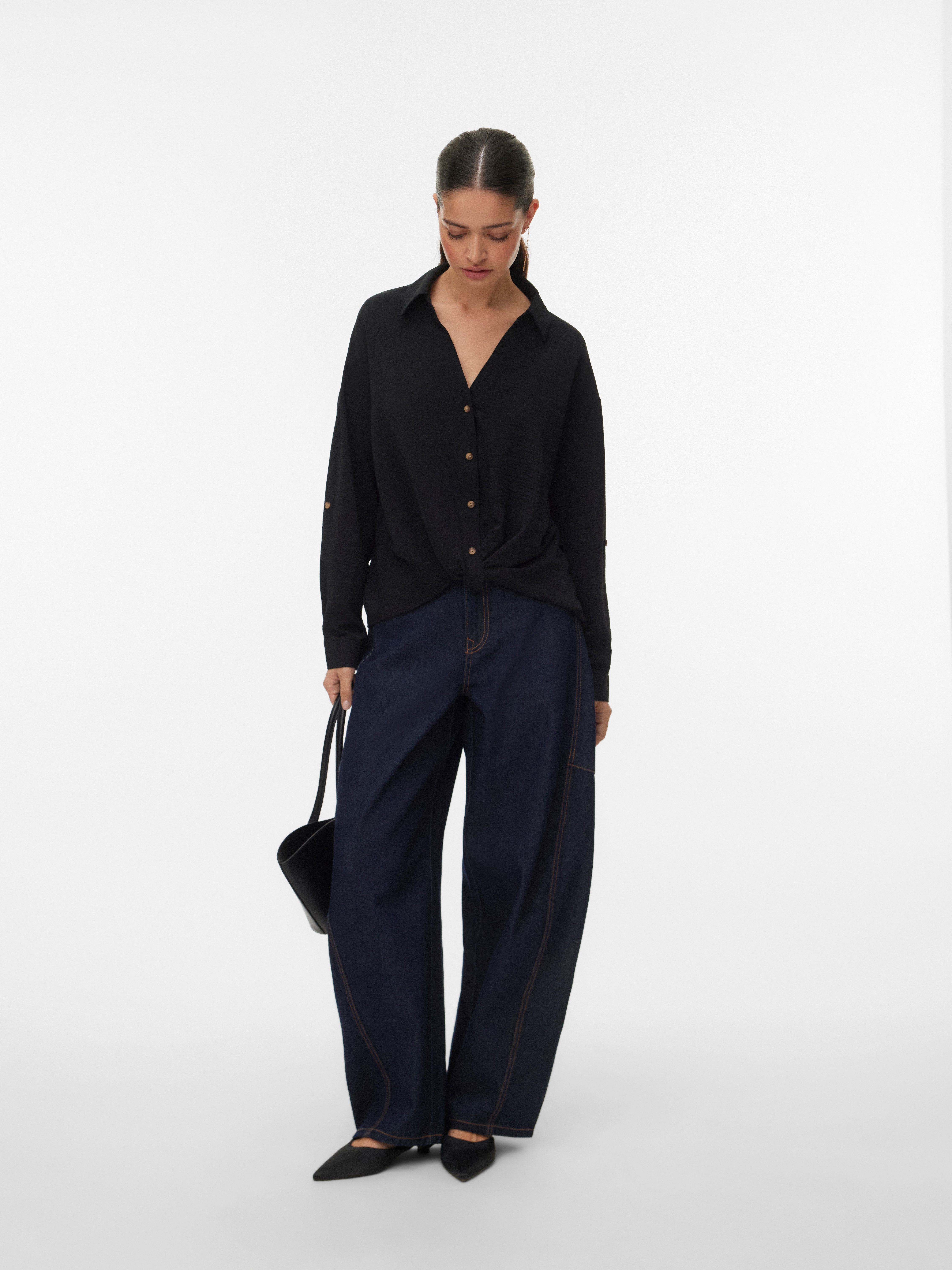 Vero Moda Hemdbluse VMIZZY LS DETAIL SHIRT WVN BTQ GA mit geknoteter Front – Bild 4 von 5
