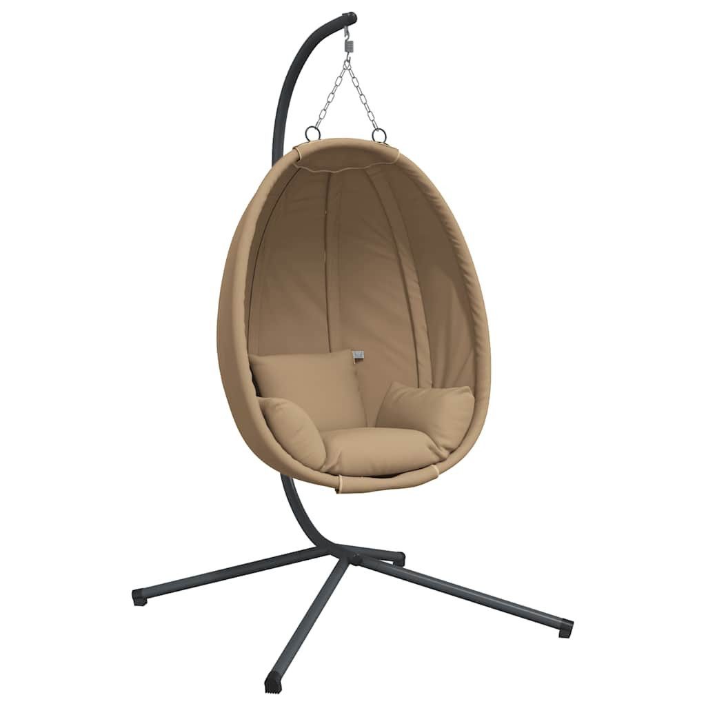 vidaXL Hollywoodschaukel Hängesessel Ei-Design mit Ständer Taupe Stoff und Stahl, 1 tlg.