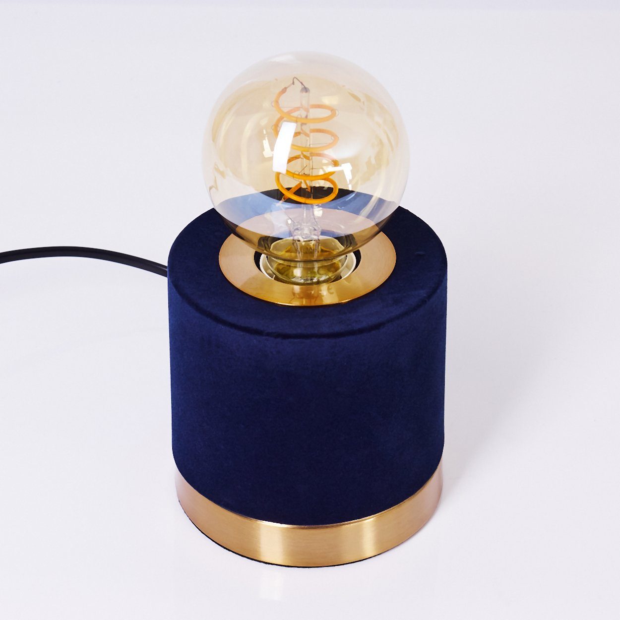 Zimmer Gold/Blau Wohn Lampen Samt Nacht Tischleuchte Schlaf Vintage Tisch Lese hofstein