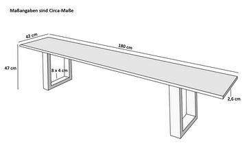 Junado® Essbank Esra, massives Akazienholz, Cognacfarben von 120cm - 220cm erhältlich