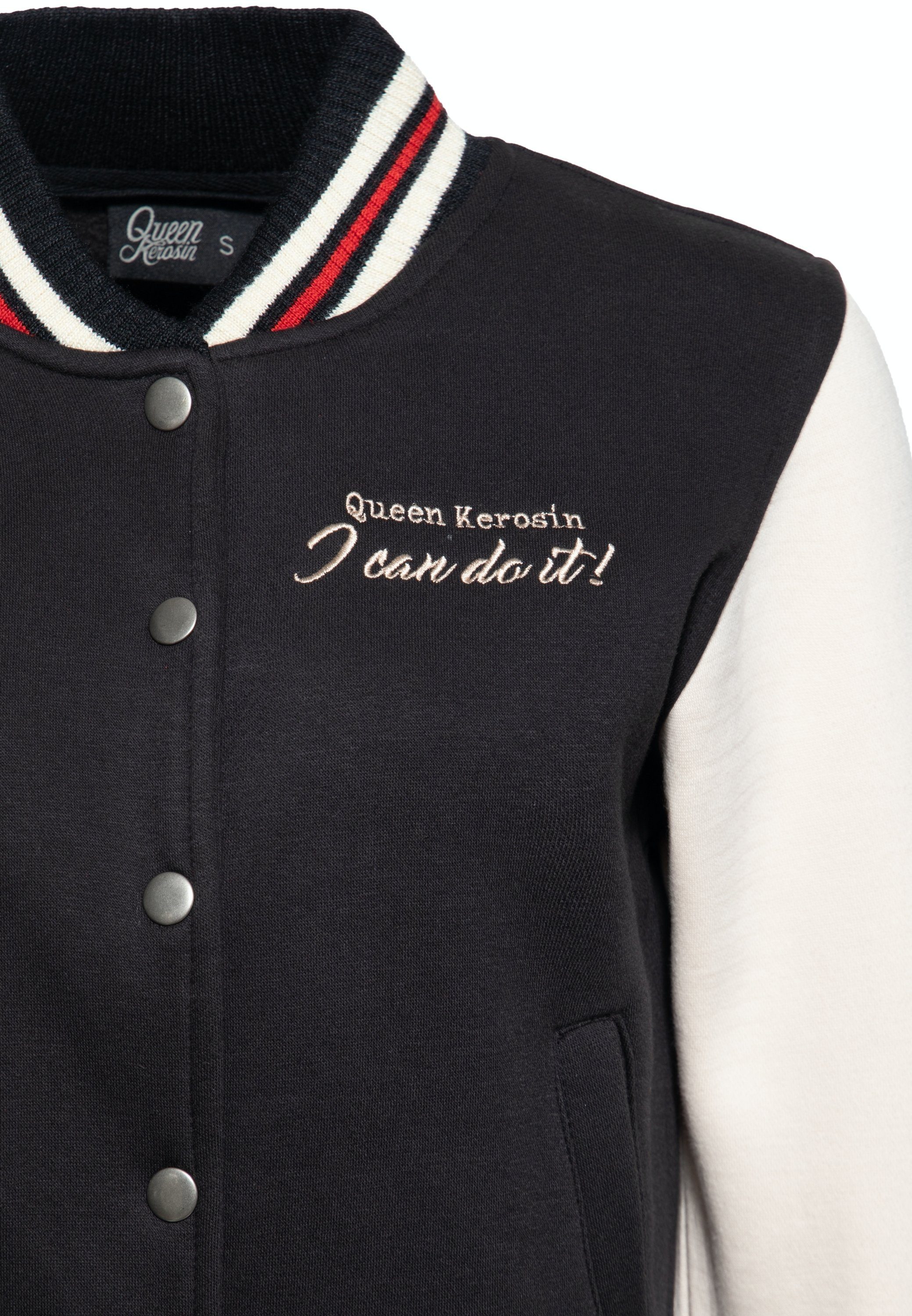 QueenKerosin Collegejacke I Can Do It (1-St) Mit hochwertiger Vintage Stickerei am Rücken