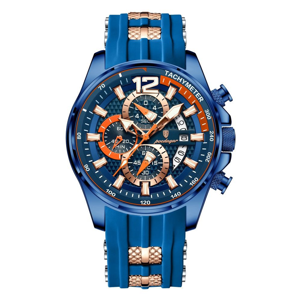 POEDAGAR Quarzuhr POEDAGAR Herren Uhr Chronograph – 898, Sportlich, Silikonband