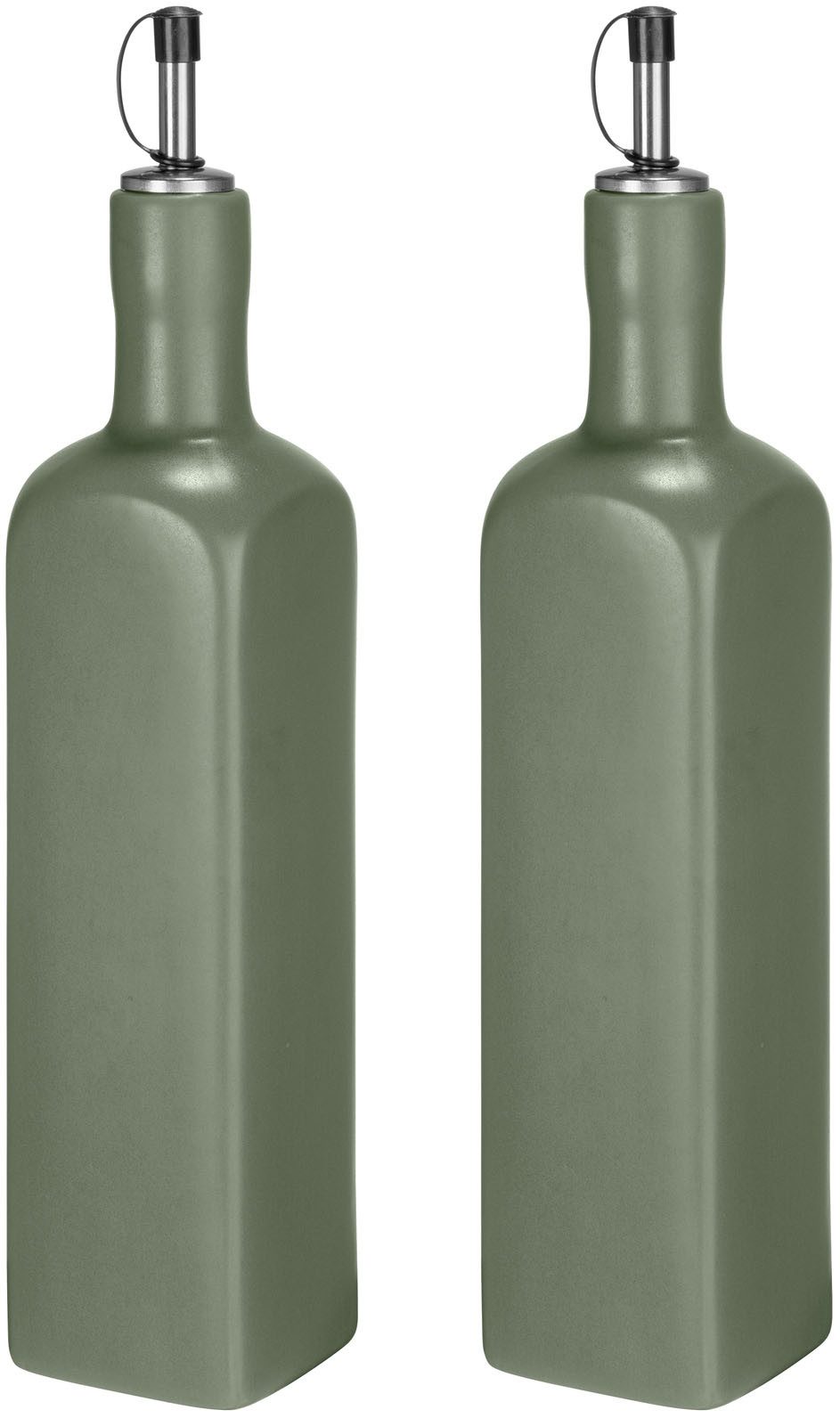 SCHÖNER WOHNEN-Kollektion Ölspender OLIVIA, (Set, 2-tlg), Öl- & Essigspender, Ölkaraffe aus Keramik, Edelstahl-Ausgießer, 600 ml