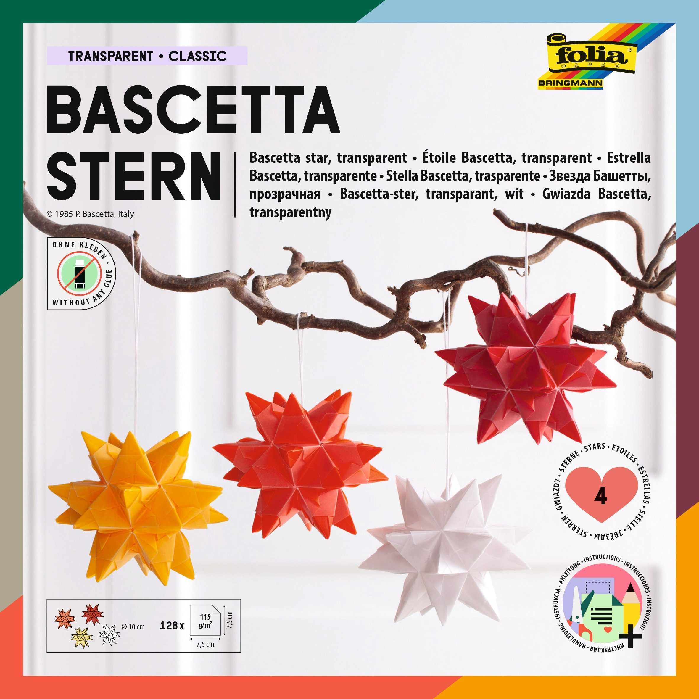 Folia Papiersterne Bascetta Stern Set Transparent, 128 Blatt