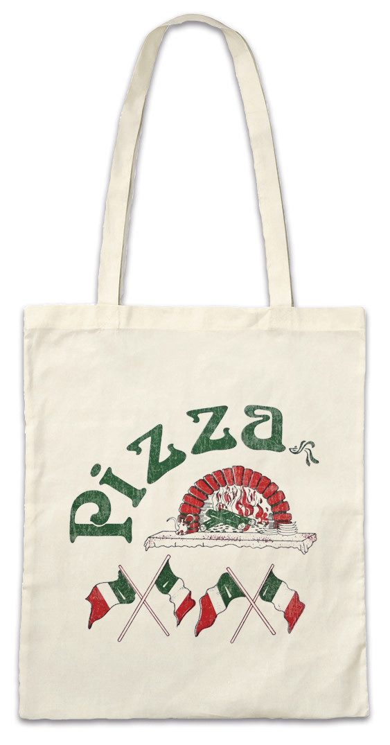 Beuteltasche Pizza Symbol Stofftasche Italia Fun Italien Symbol Zeichen Logo Sign