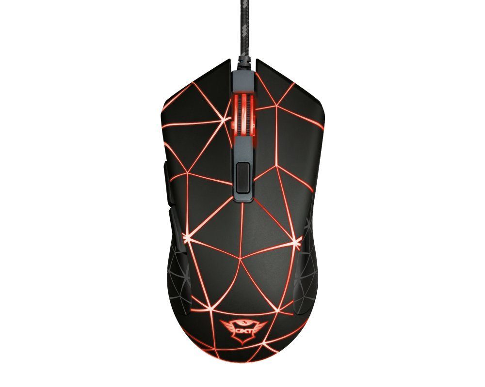 Trust GXT 133 Locx Gaming-Maus (kabelgebunden, Beidhändig, atmende Beleuchtung in 4 Farben, 1.8m Kabel)