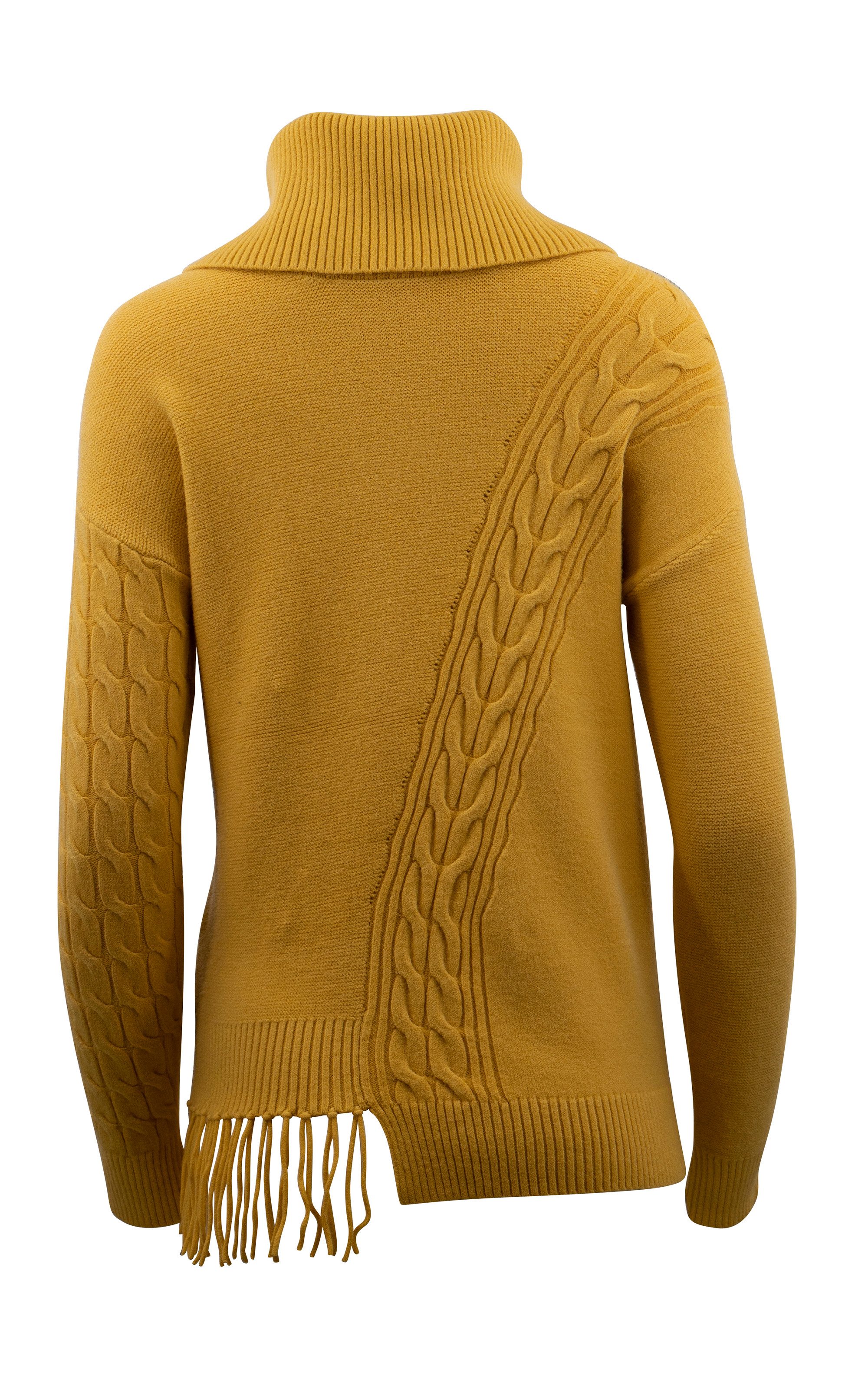 Passioni Rollkragenpullover mit Zopfmusterdetails und Fransen