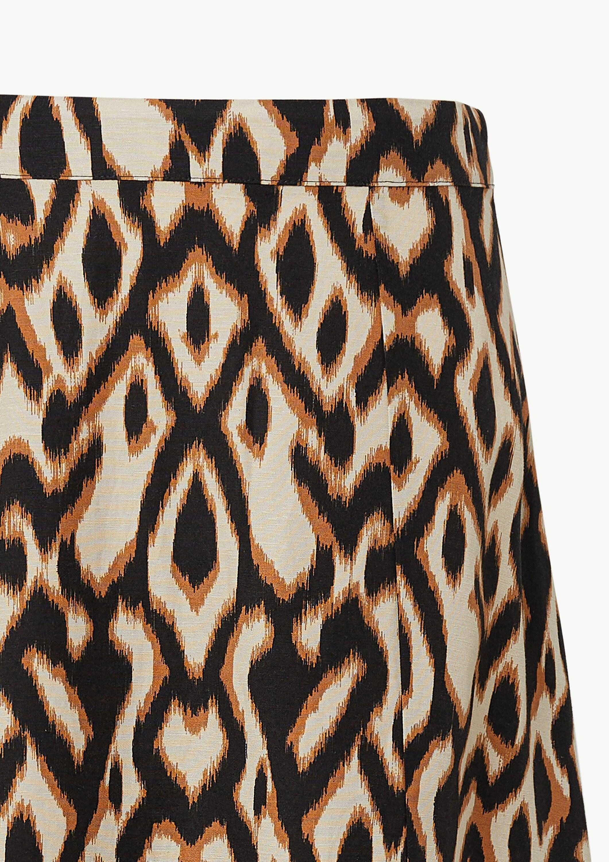 comma Midirock Rock Ausgestellter Midi-Rock aus Leinenmix mit All-over-Print