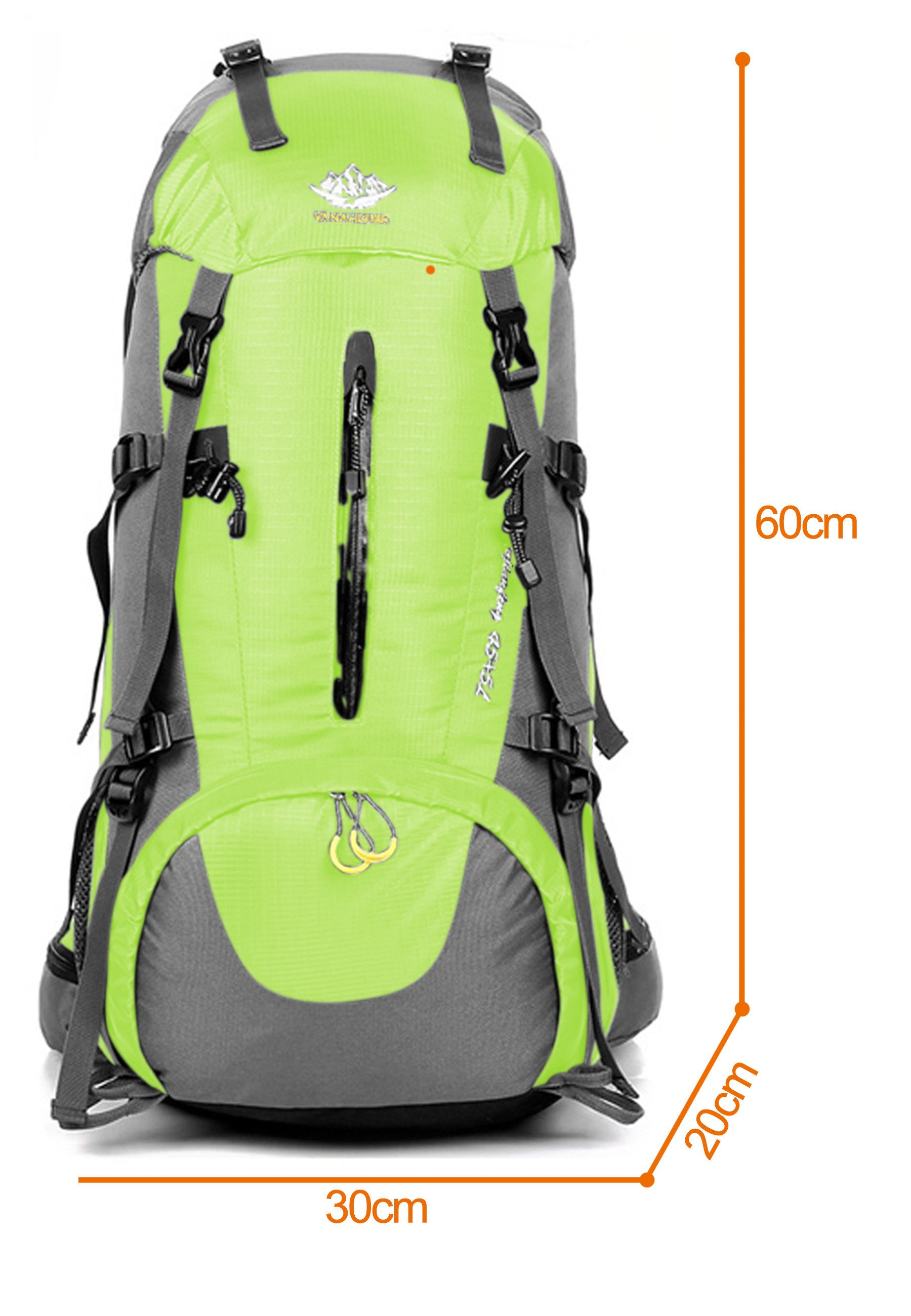 RAIKOU Wanderrucksack 50L Trekkingrucksack Wasserdicht, Reisetasche Ultralight (Regenhülle, Hüftgurt mit praktischen Taschen), Atmungsaktives Tragesystem – Bild 2 von 5