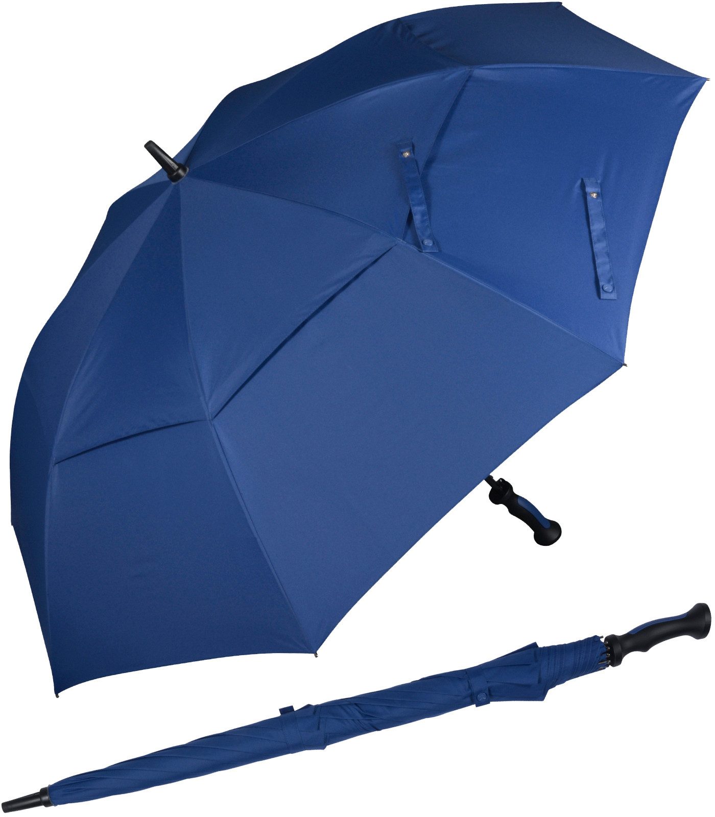 Stockregenschirm XXL 130 cm Durchmesser mit Ventilationsbezug uni