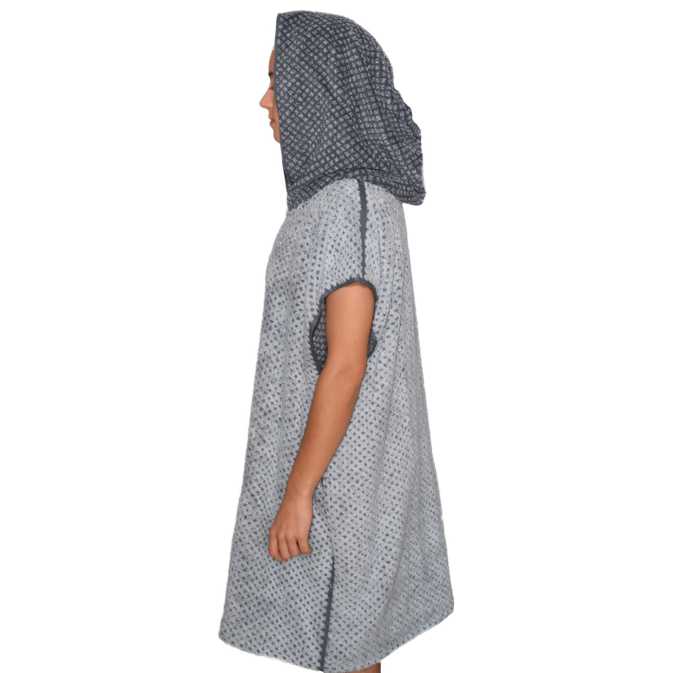 Lou-i Badeponcho Surfponcho Frottee Erwachsene Made in Germany Badeumhang, Kapuze, mit Kapuze und Tasche
