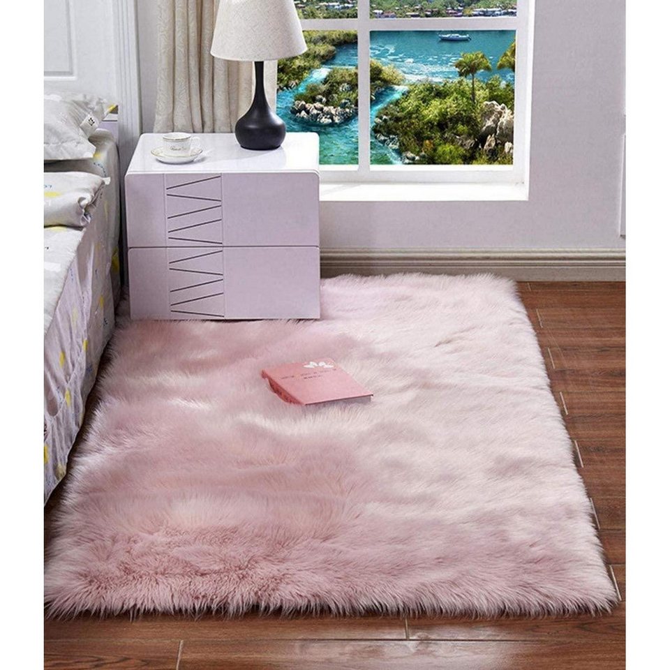 LuxusKollektion Fellteppich Rosa Mädchen Teppich 60x120cm, rechteckig, Höhe: 65 mm