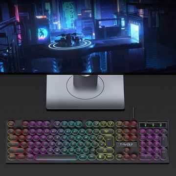 Diida Gaming-Tastaturen, PC-Tastaturen, Wettbewerbs-Tastaturen, Gaming-Tastatur (Kabelgebundene Tastatur mit LED-Licht für Gamer/Arbeiter 104 Tasten)