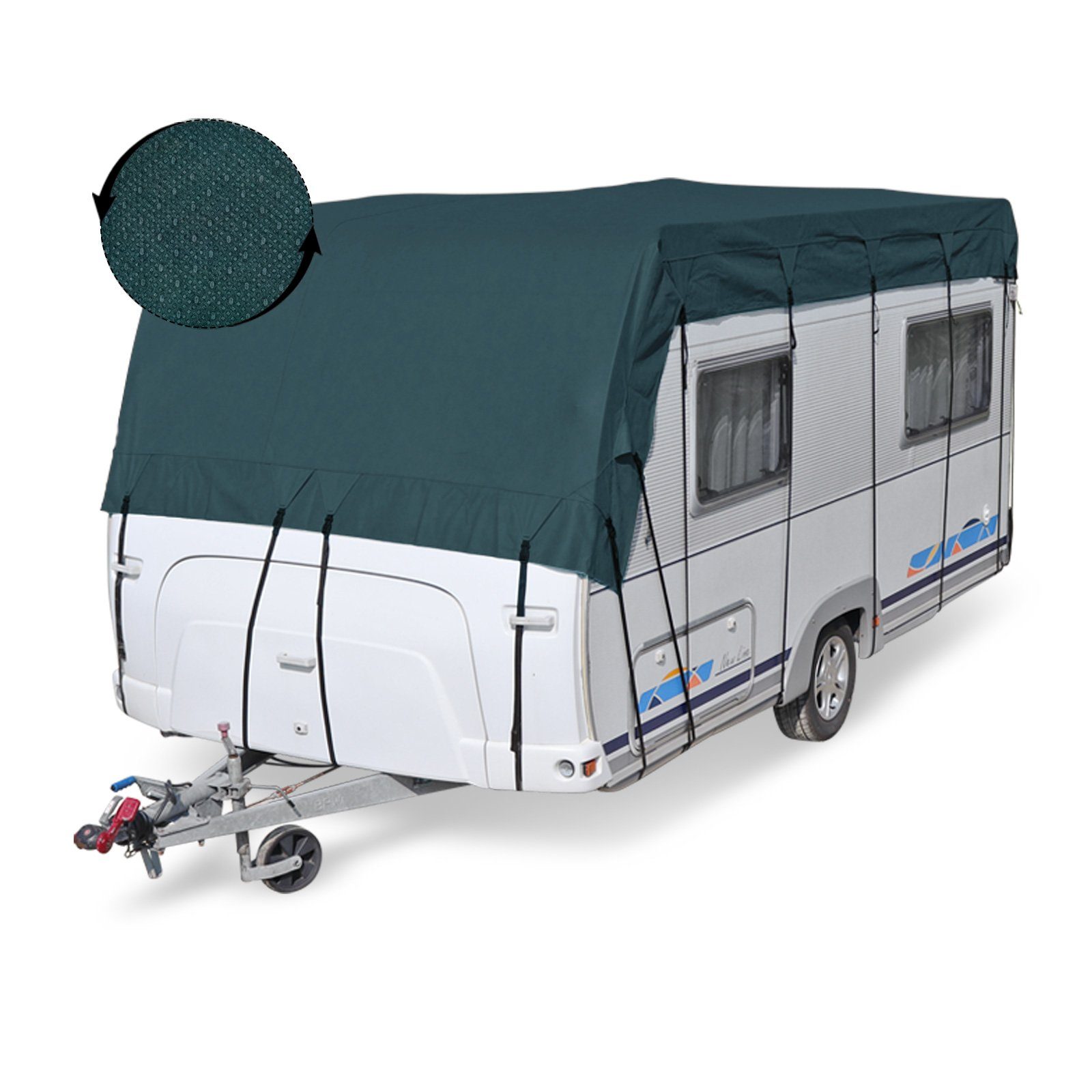 deiwo Wohnwagenschutzhülle Wohnwagen & Wohnmobil Schutzdach 8 x 3 m vierlagig