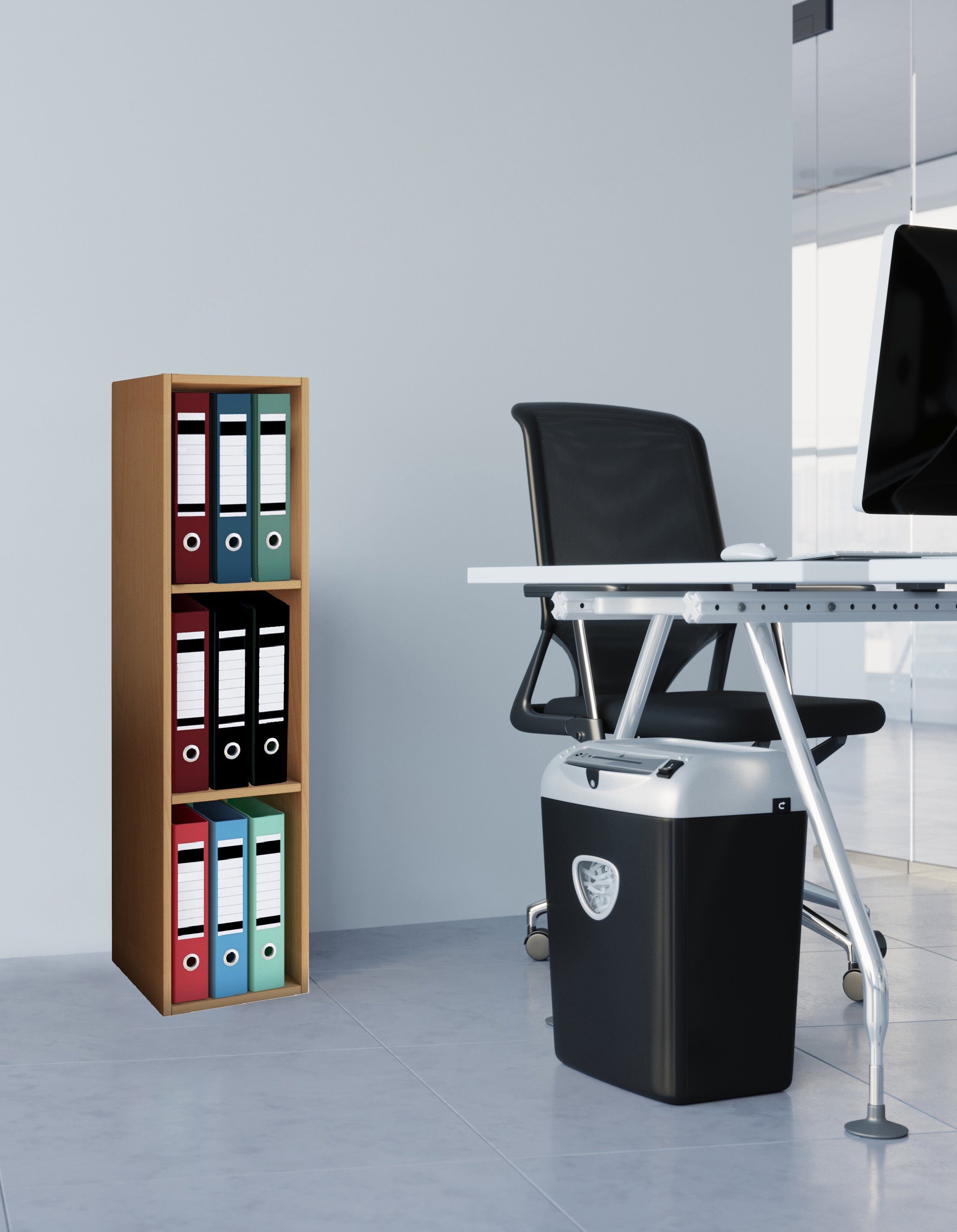 VCM Standregal Offas B. 34 x T. 30 x H. 107 cm, Offener Stauraum für Ordner, Akten und Bücher, 3 Fächer, Holzwerkstoff – Bild 3 von 4