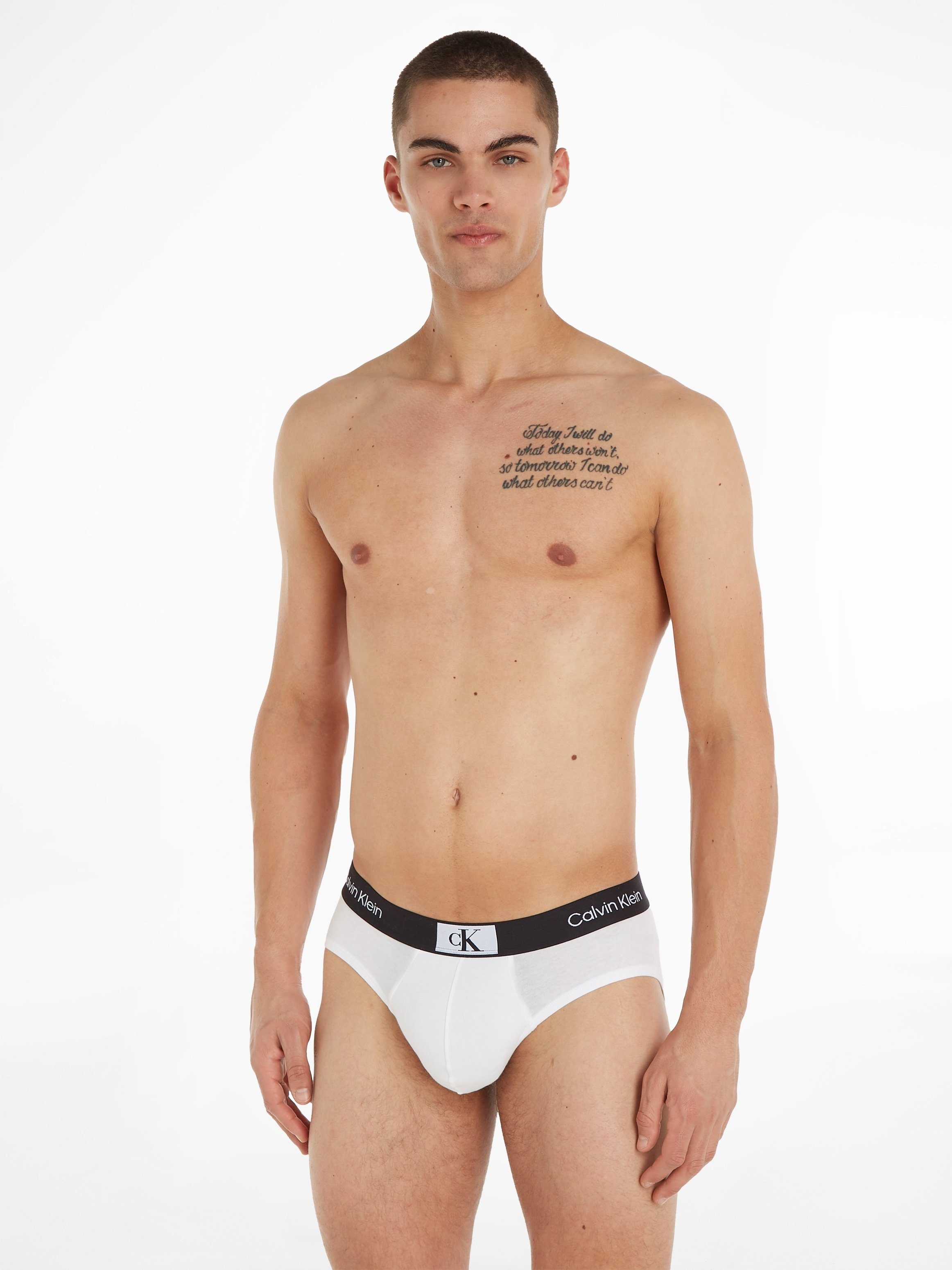 BRIEF Klein Underwear (Packung, Logo-Elastikbund Klein 3PK HIP mit Calvin 3er-Pack) BLACK&-WHITE&-GREY-HEATHER Slip Calvin