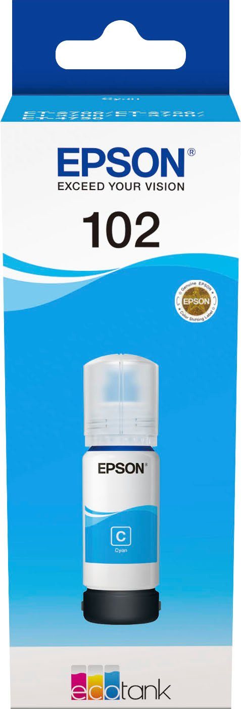 Epson 102 (für EcoTank 102 Druckerpatrone Nachfülltinte x, original EPSON, cyan)