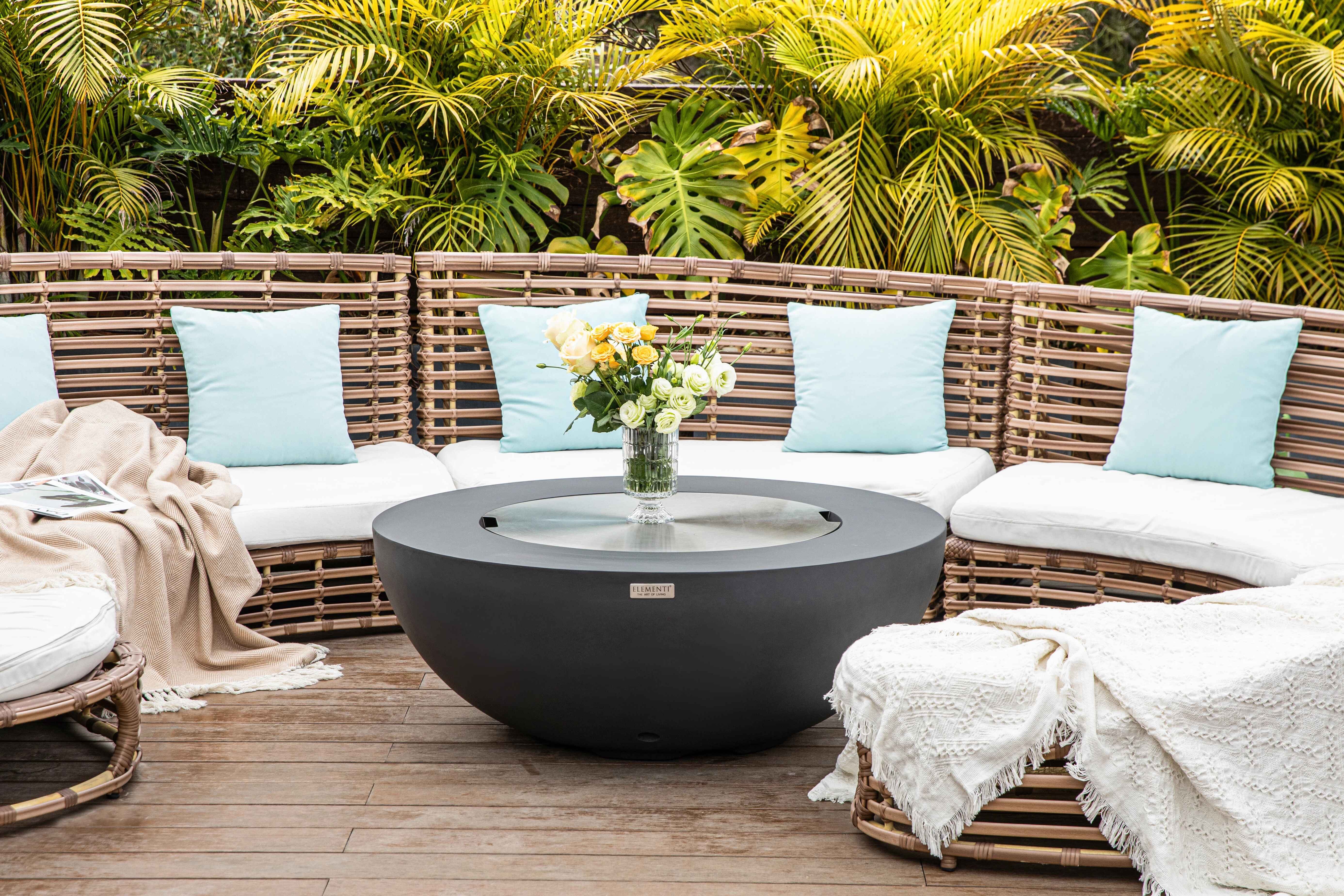 ELEMENTI Feuertisch LUNAR BOWL Feuerstelle aus Beton - Komplett Set mit Zubehör, (SET, 1-St., inkl. mehreren Komponenten), Beton,(107x107x40cm)