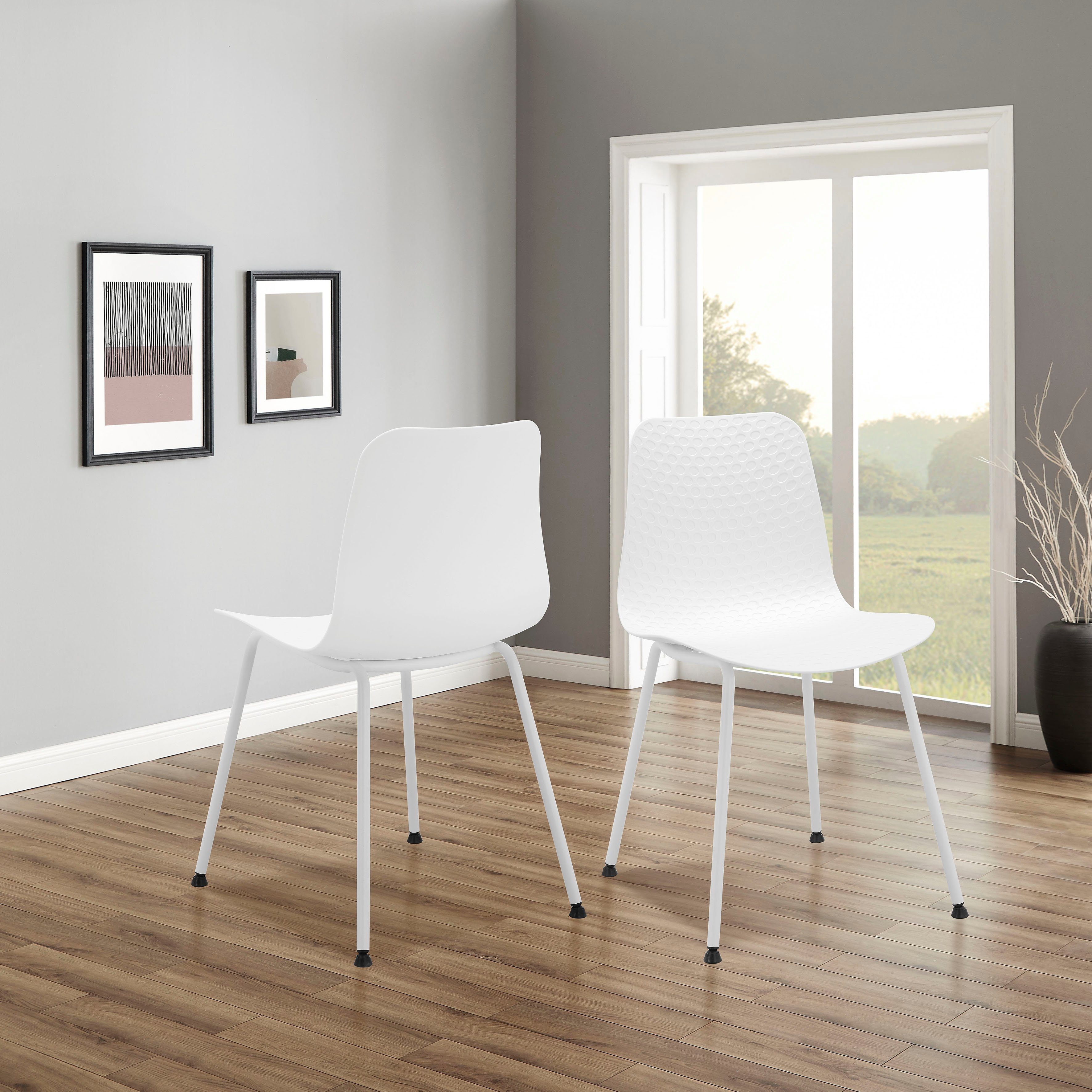 INOSIGN Esszimmerstuhl Esrange (2 St), im 2er Set erhältlich, mit Sitzschale aus Kunststoff, Sitzhöhe 45 cm weiß
