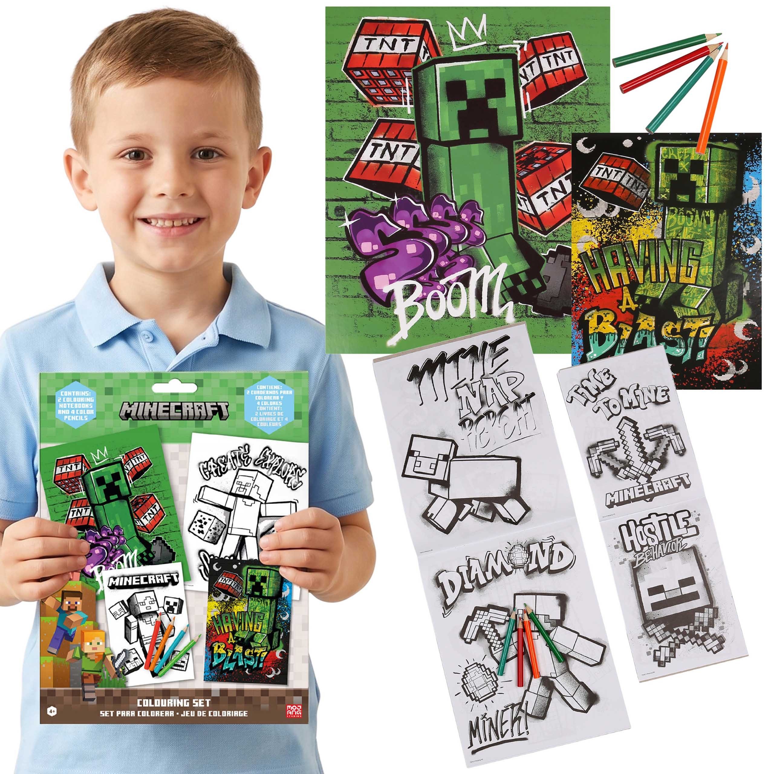Minecraft Malvorlage Minecraft Kreativset für Kinder mit Buntstiften und Malvorlagen