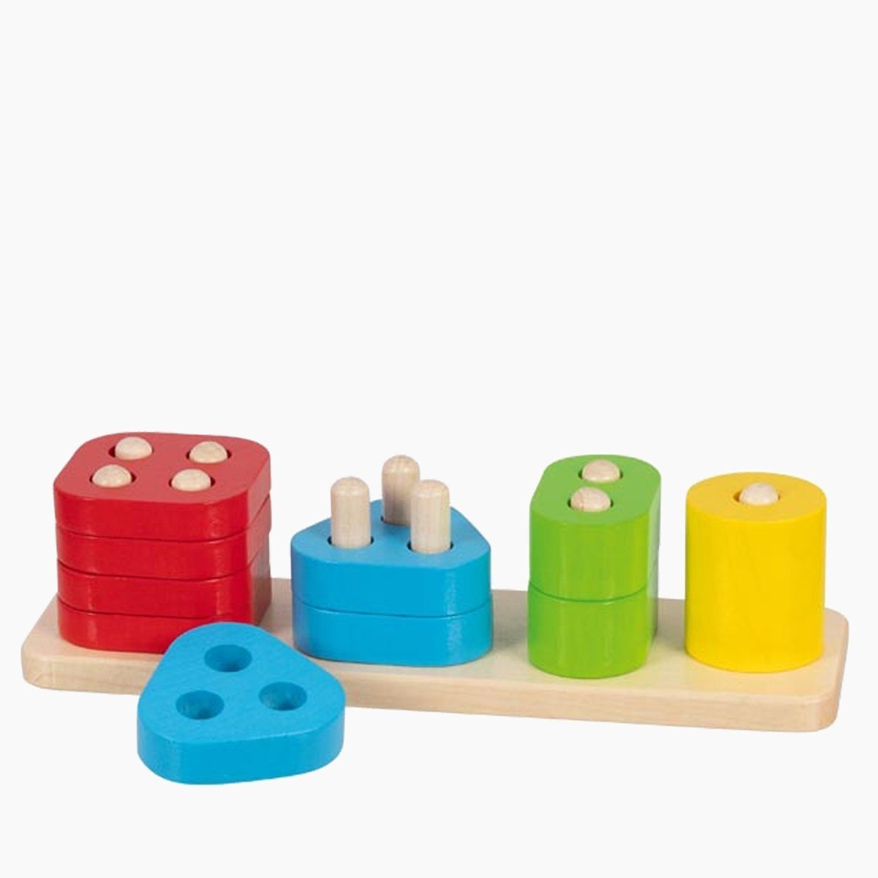goki Steckspielzeug Formensortierspiel Lerne Zählen, (packung, 18-tlg), hier wird die Feinmotorik gefördert
