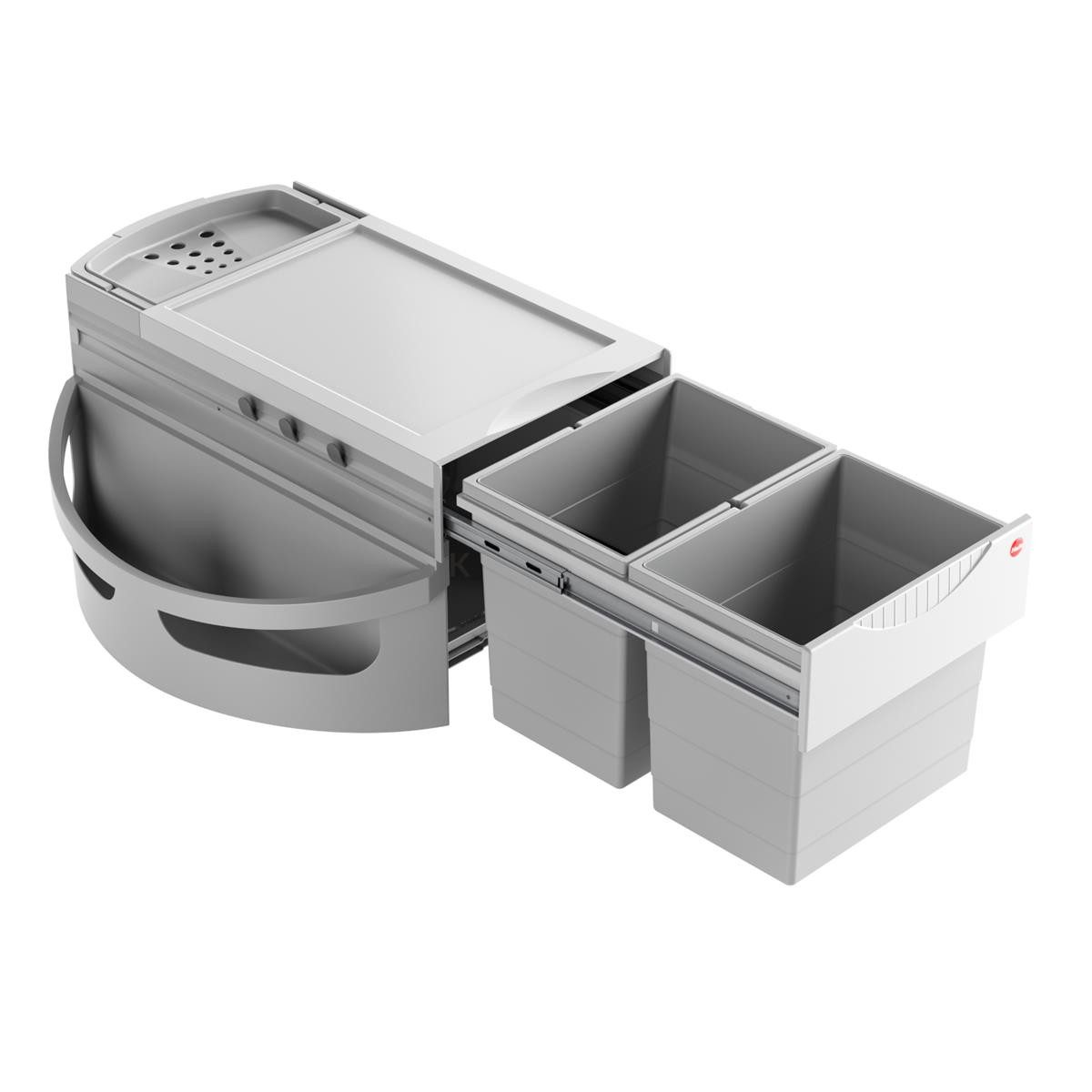 Hailo Einbaumülleimer Hailo Eckabfallsammler Rondo 3645121 – 2-fach Mülltrennung 2x18 Liter, 2fach Mülltrennung 18/18 Liter