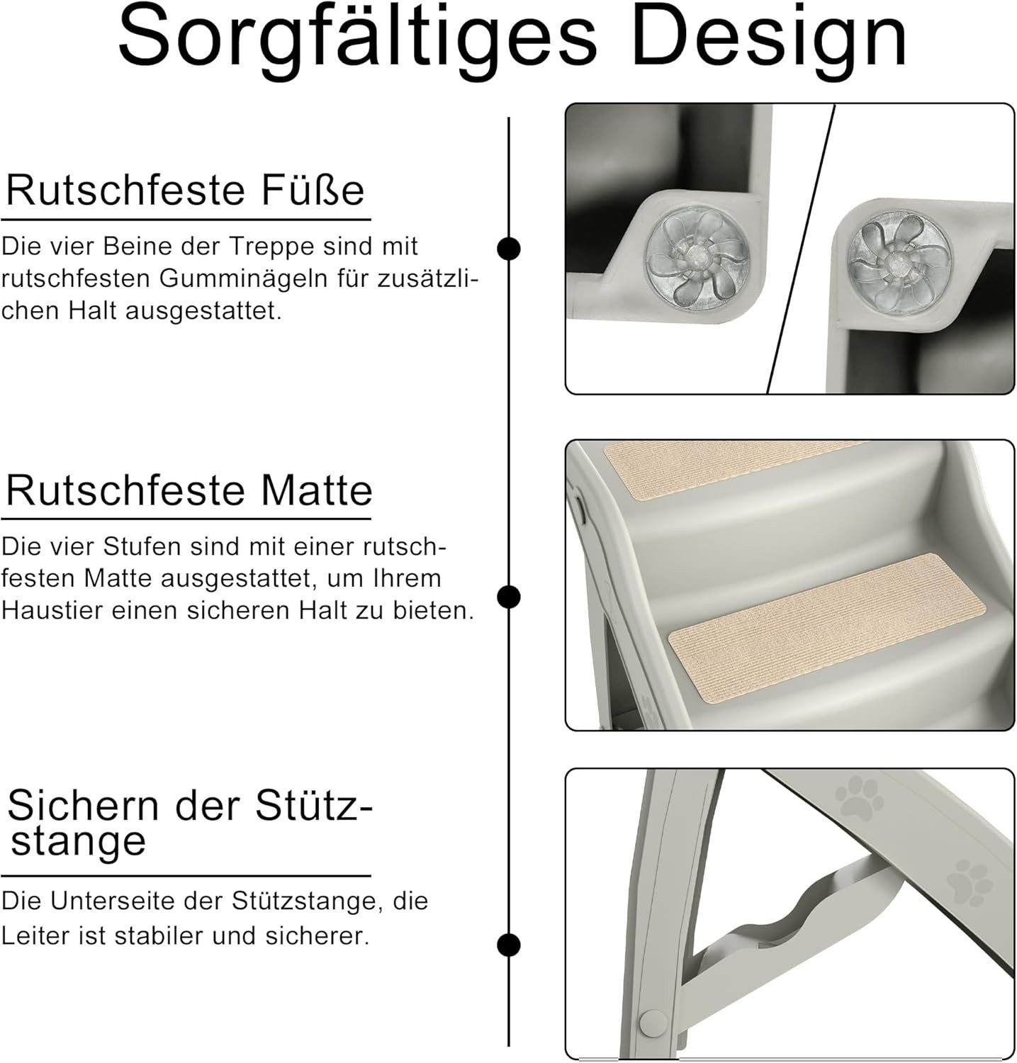 FIVMEN Haustiertreppe Hundetreppe 4 Stufen Faltbare Haustiertreppe mit Rutschfester Matte