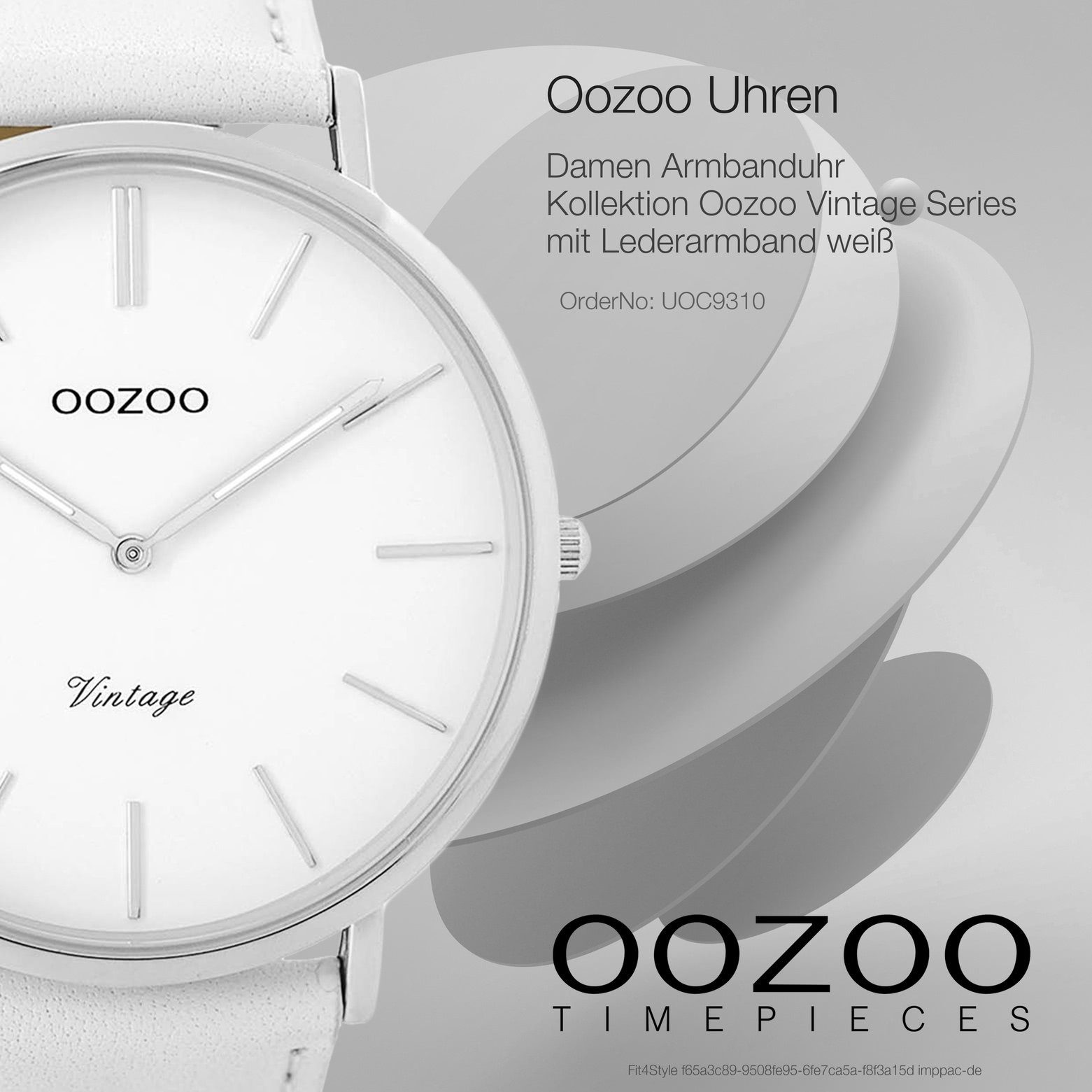 Fashion weiß groß Lederarmband Damenuhr Analog, Quarzuhr Damen Armbanduhr rund, Oozoo weiß, 45mm), (ca. OOZOO