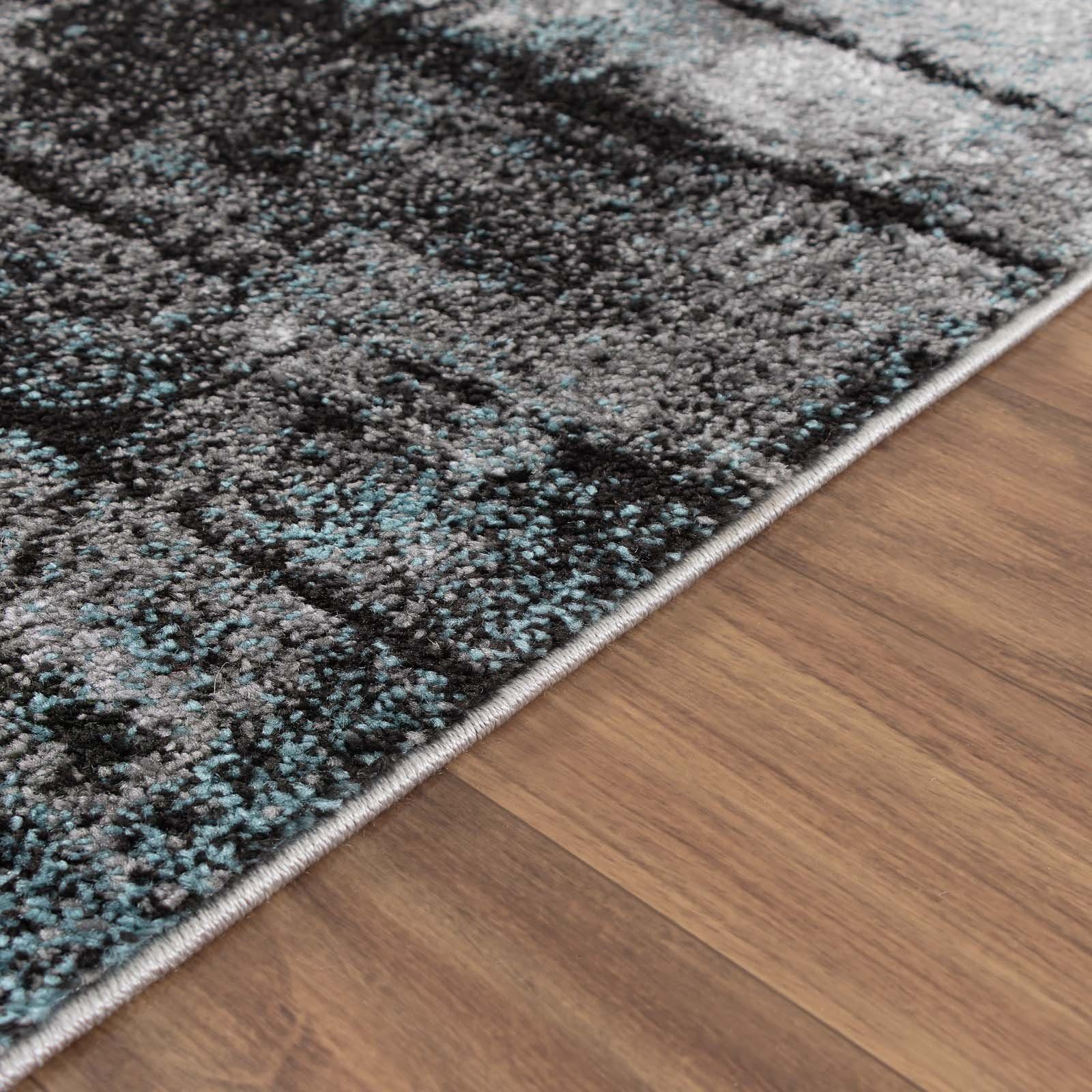 TaCa Home Teppich Designer Kurzflor Teppich Moderne Kunst, rechteckig, Höhe: 12 mm, Wohnzimmer Schlafzimmer Esszimmer, Vintage Blau - 120 x 160 cm – Bild 5 von 5