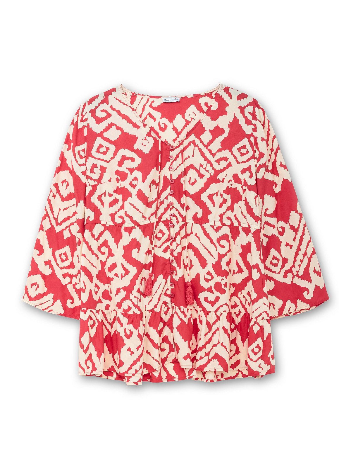 sheego by Joe Browns long blouse plus sizes with graphic print and flounce at the hem