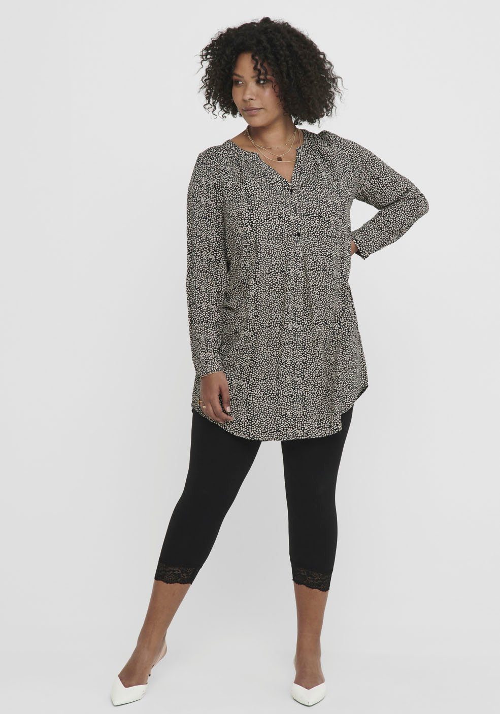 ONLY CARMAKOMA Caprileggings CARTIME LIFE CALF LACE mit Spitzensaum