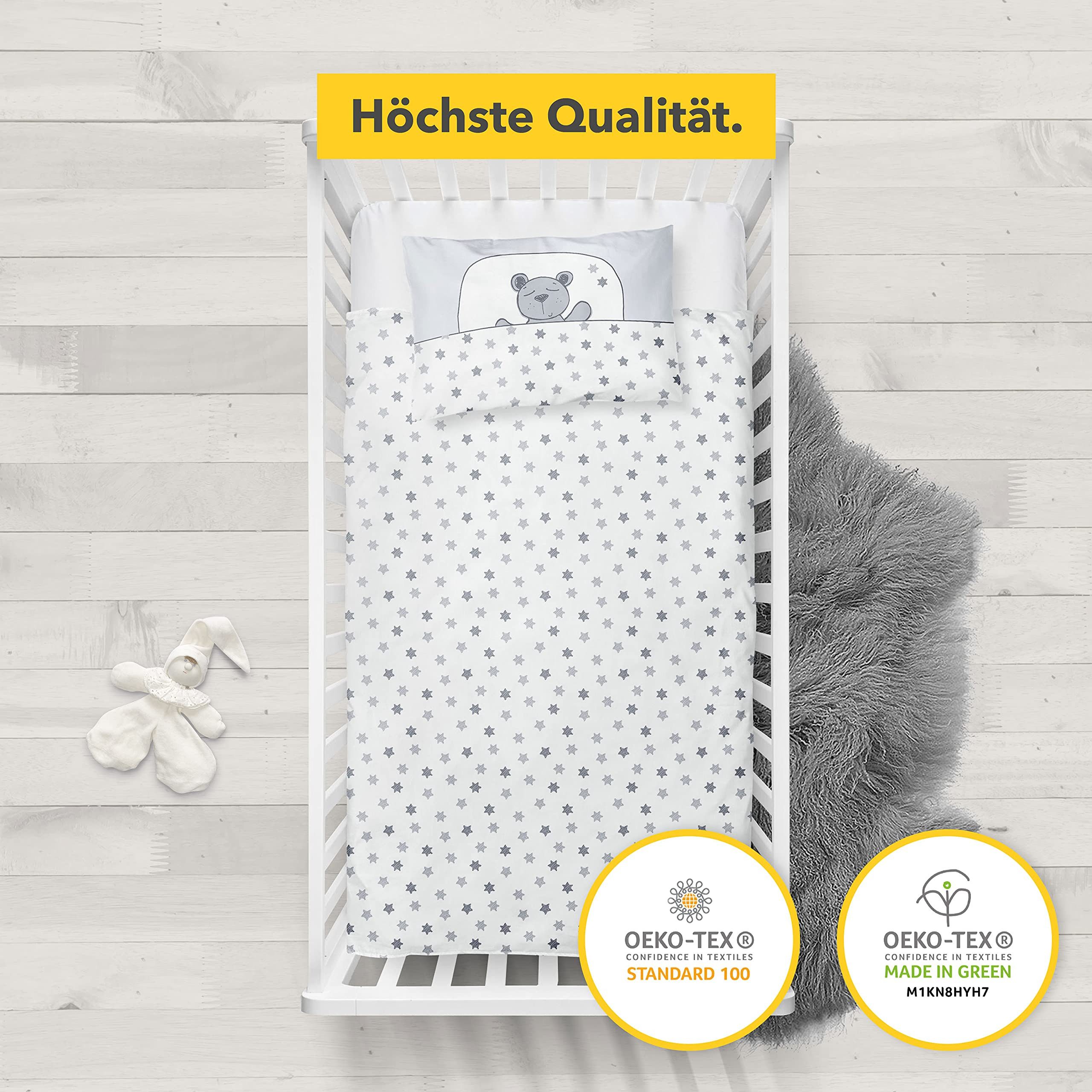 Träumschön Kinderbettwäsche Premium Set aus Baumwolle 100x135 cm - 40x60 cm, Renforcé, 2 teilig, mit Reißverschluss, 100% Baumwolle, luftig leichte Sommerbettwä – Bild 3 von 5