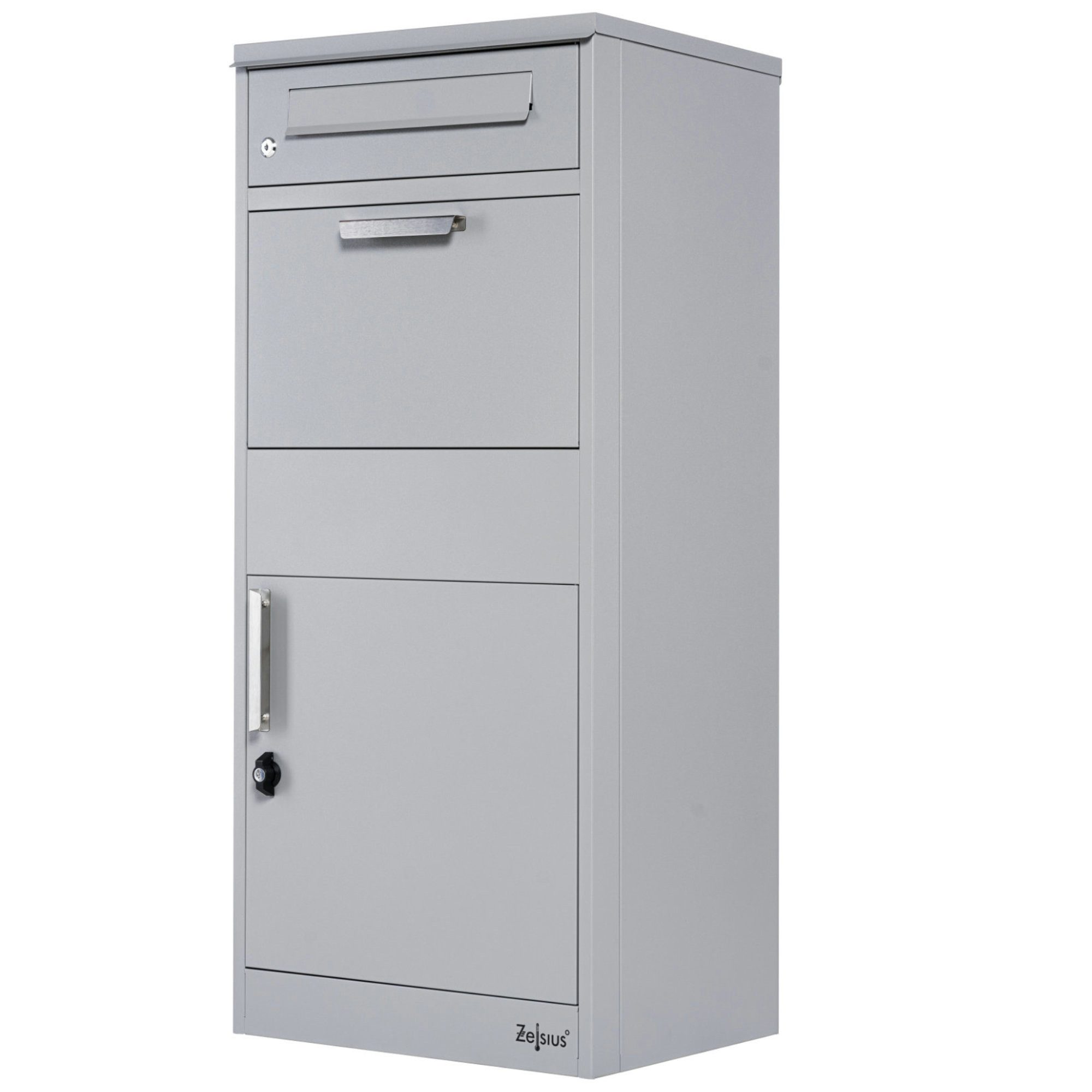 Zelsius Paketbriefkasten RAL9007 Grau, Stahl Briefkasten günstig online kaufen
