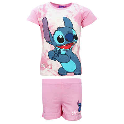 Disney Print-Shirt Disney Stitch Mädchen Kinder Sommerset Shorts plus T-Shirt Gr. 98 bis 128, reine Baumwolle