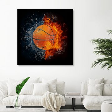 Posterlounge Holzbild Editors Choice, Der Basketball im Kampf der Elemente, Illustration