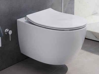 Aqua Bagno Tiefspül-WC spülrandloses Hänge Dusch-WC weiss matt inkl.