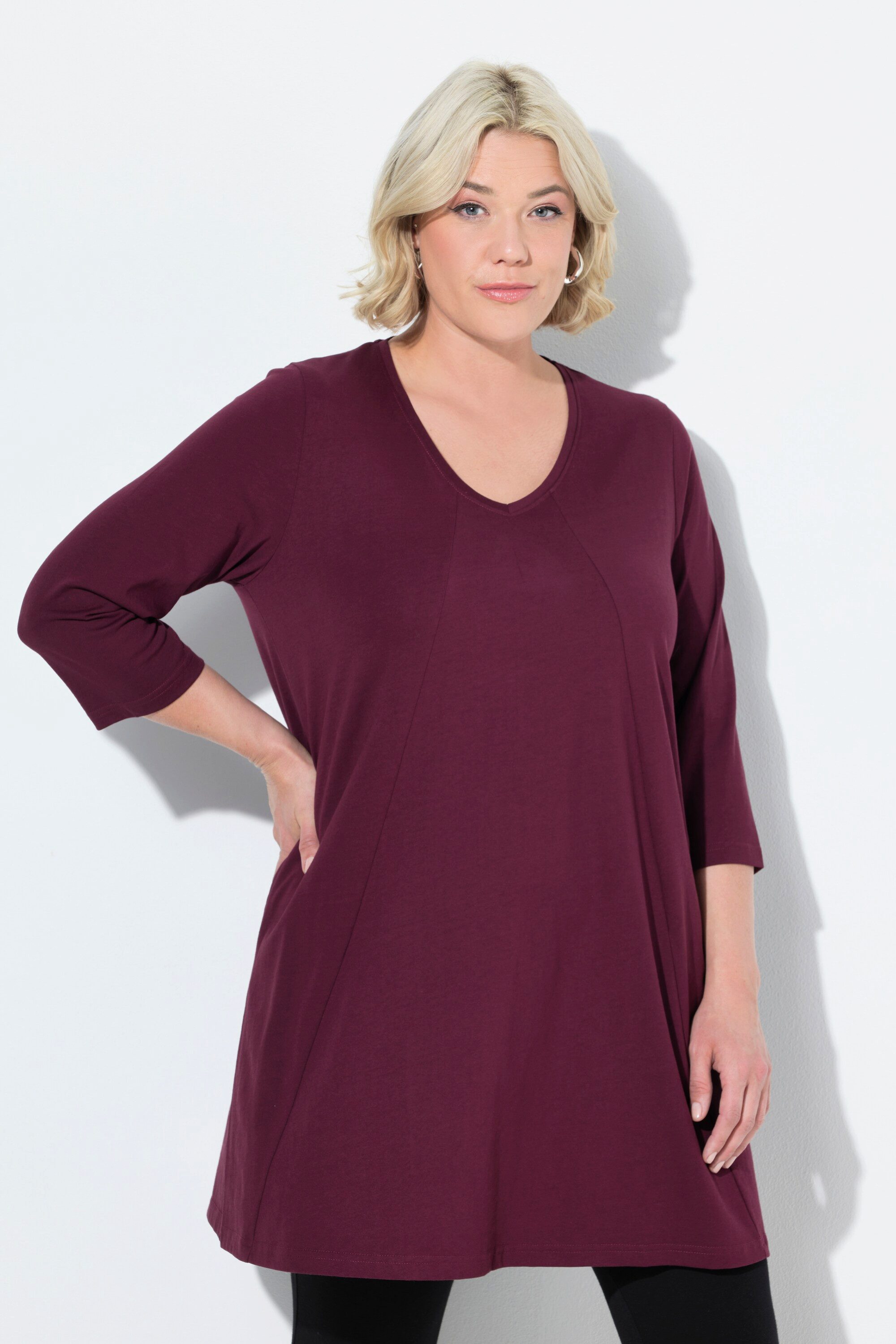 Ulla Popken Longshirt Longshirt Ziernähte A-Linie günstig online kaufen