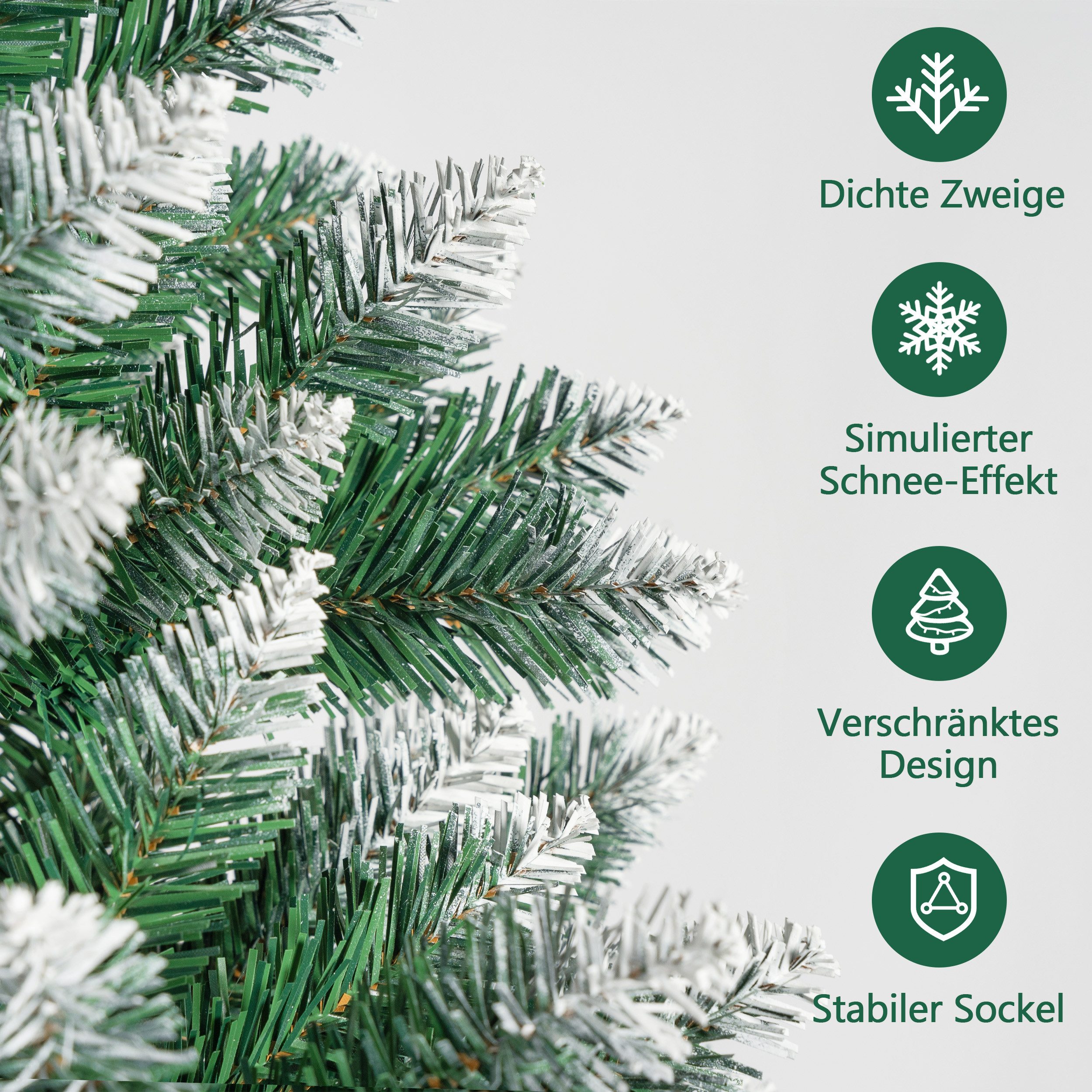 Vankel Künstlicher Weihnachtsbaum grüner Tannenbaum mit weißen Spitzen, Schnee-Optik und Metallständer, Grüner Tannenbaum mit dezenten Schneeakzenten und einem  – Bild 2 von 5