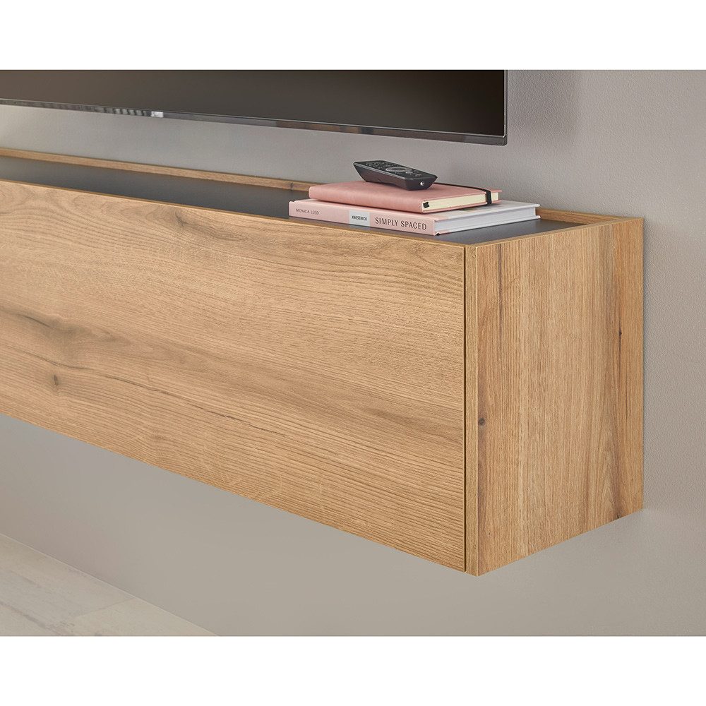 Lomadox Hängeschrank CRISP-61 150 cm, Eiche Nb. mit anthrazit, 1 Klappe mit Mittelseite