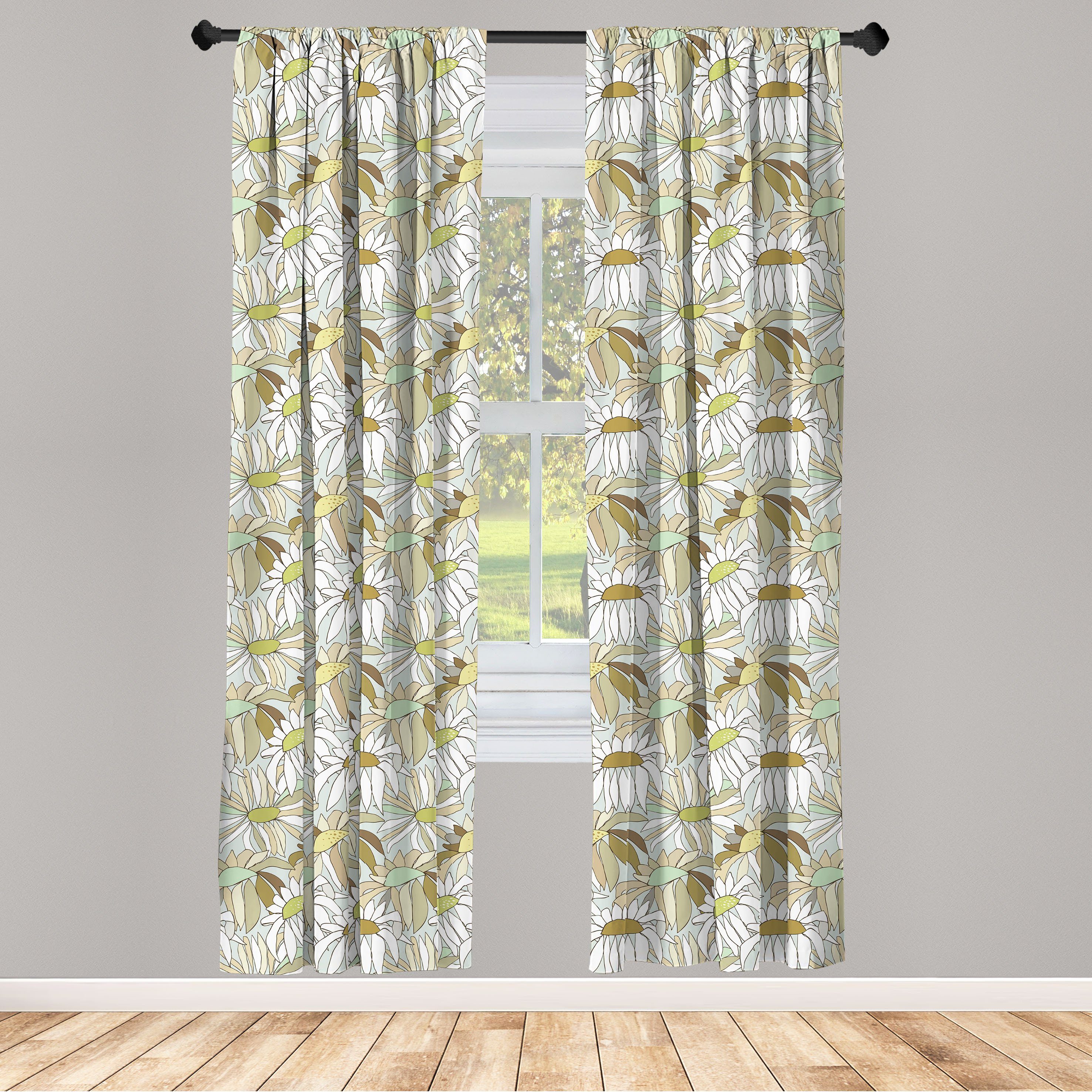 Gardine Vorhang für Wohnzimmer Schlafzimmer Dekor, Abakuhaus, Microfaser, Blumen Herbstsaison Kamillen