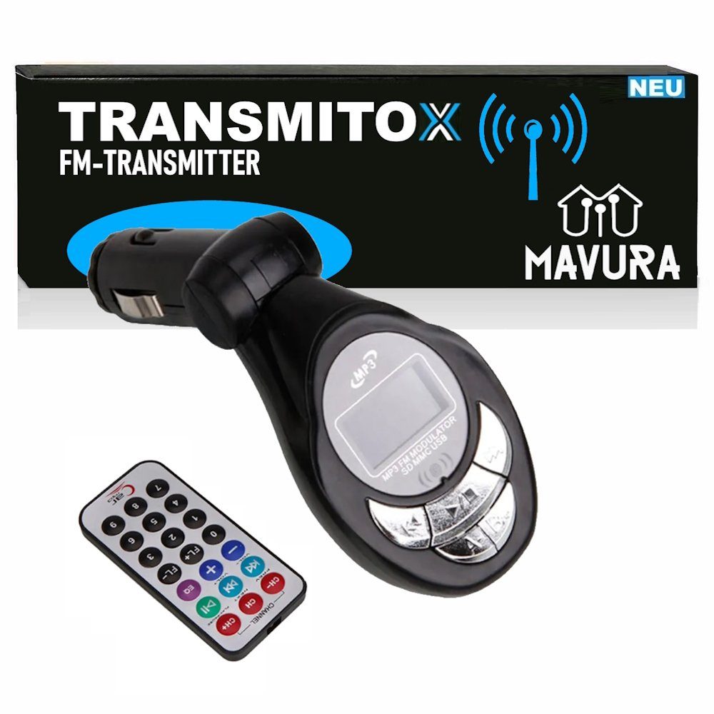 MAVURA TRANSMITOX FM Transmitter Bluetooth 12V KFZ Ladegerat USB SD KFZ Transmitter mit Fernbedienung fur Handy Radio Adapter