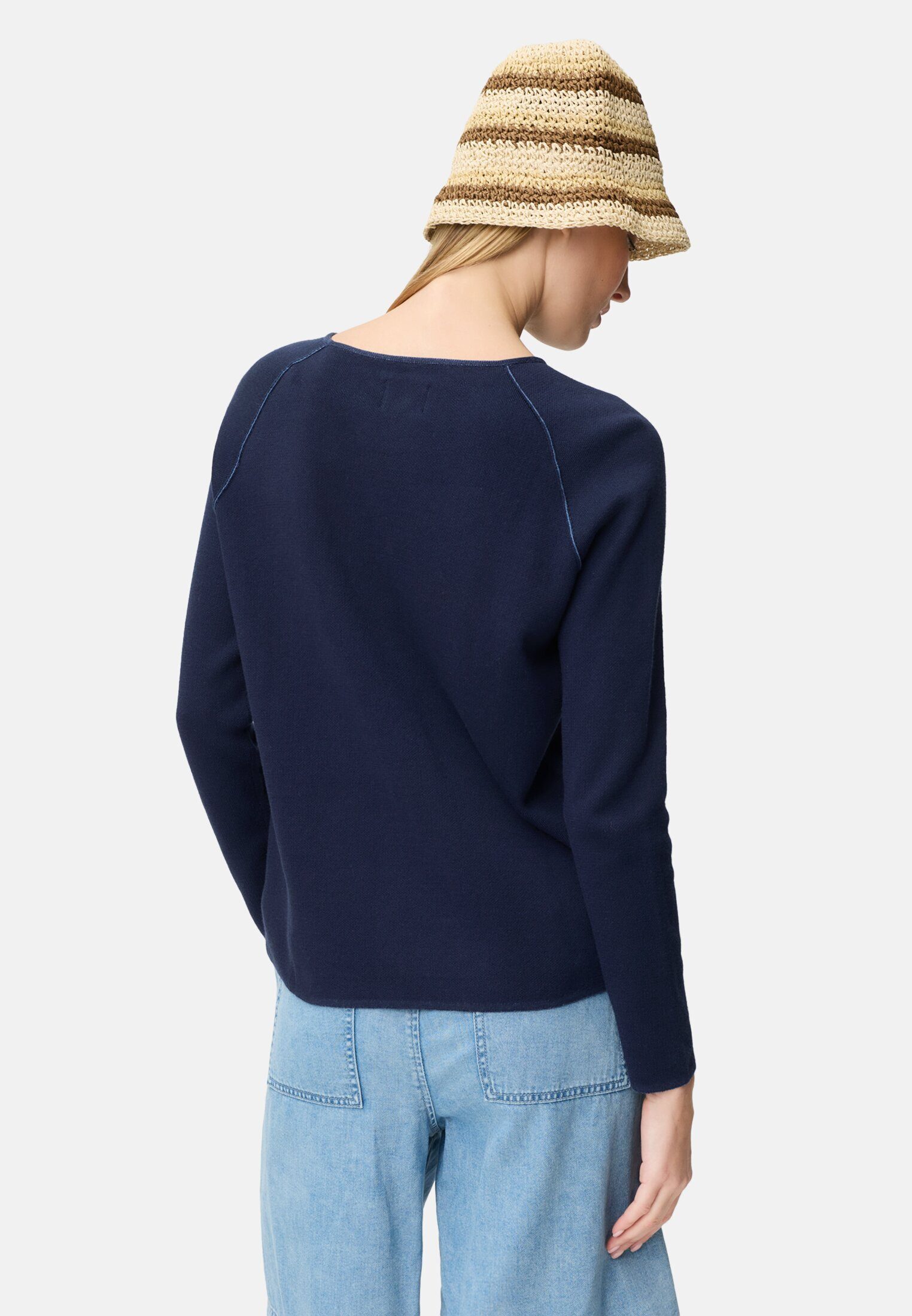 camel active Strickpullover mit Rundhalsausschnitt Langarm Markenlabel